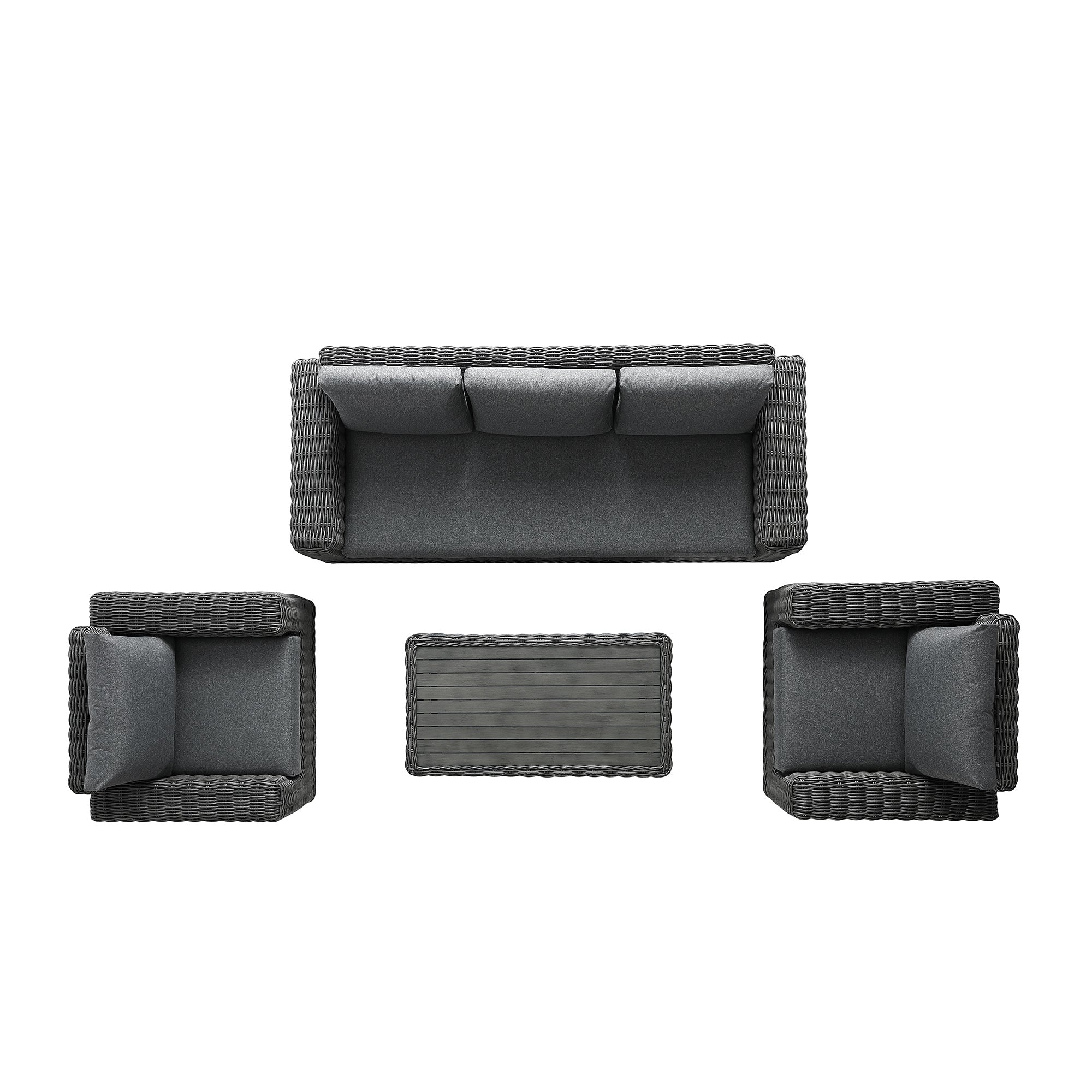 Bellagio Round Wicker Sofa Set with Coffee Table, Dark Grey - Image 14
