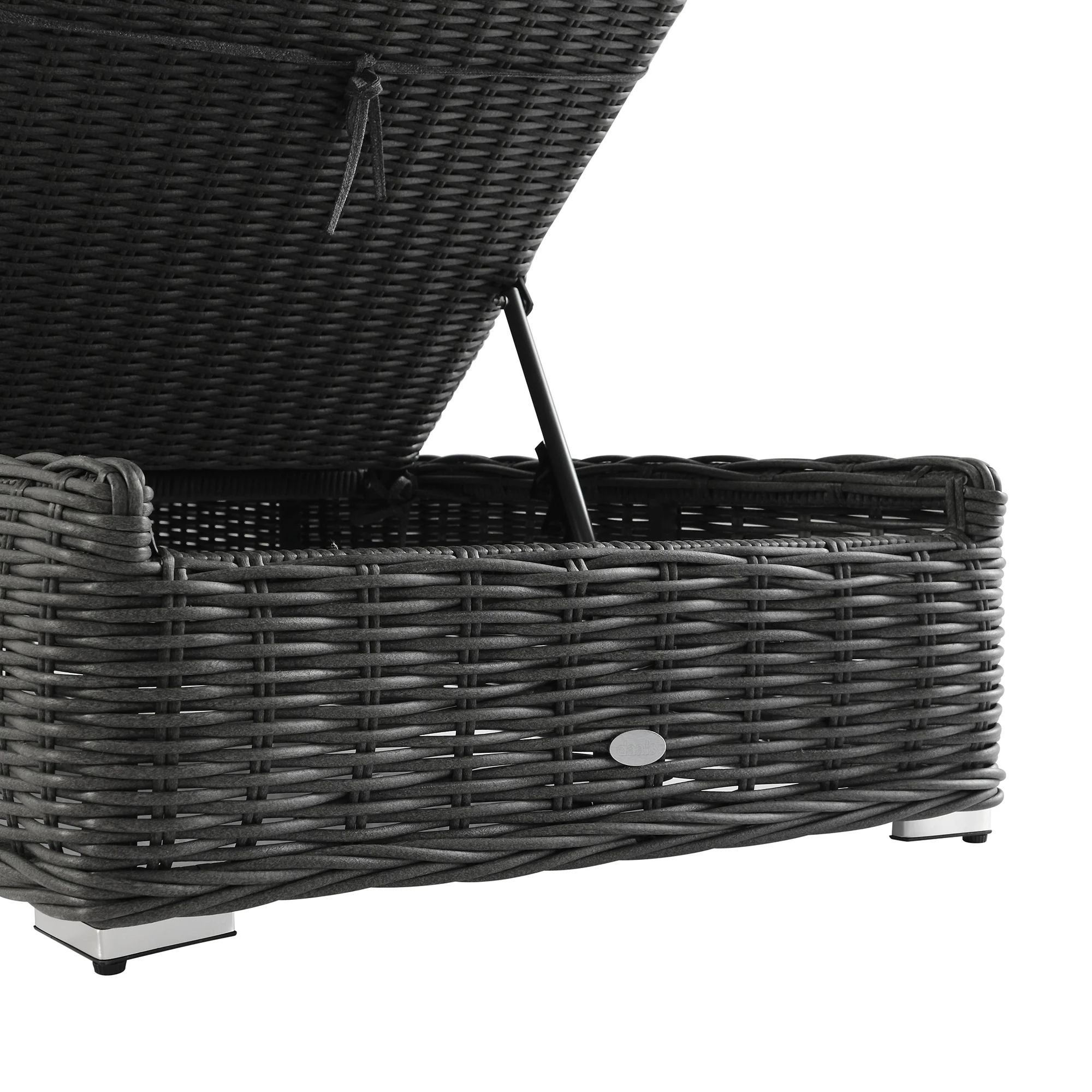 Bellagio Round Wicker Sun Lounger with Headrest, Dark Grey - Image 11