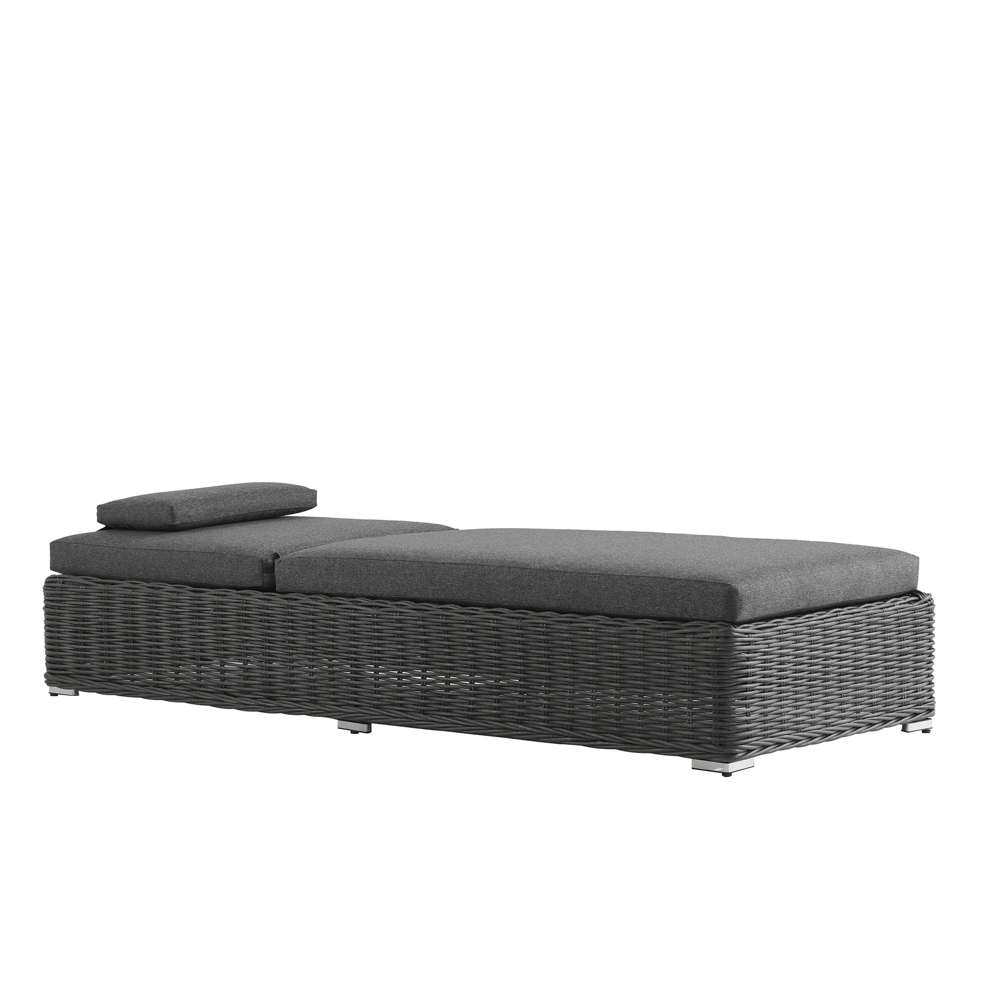 Bellagio Round Wicker Sun Lounger with Headrest, Dark Grey - Image 2