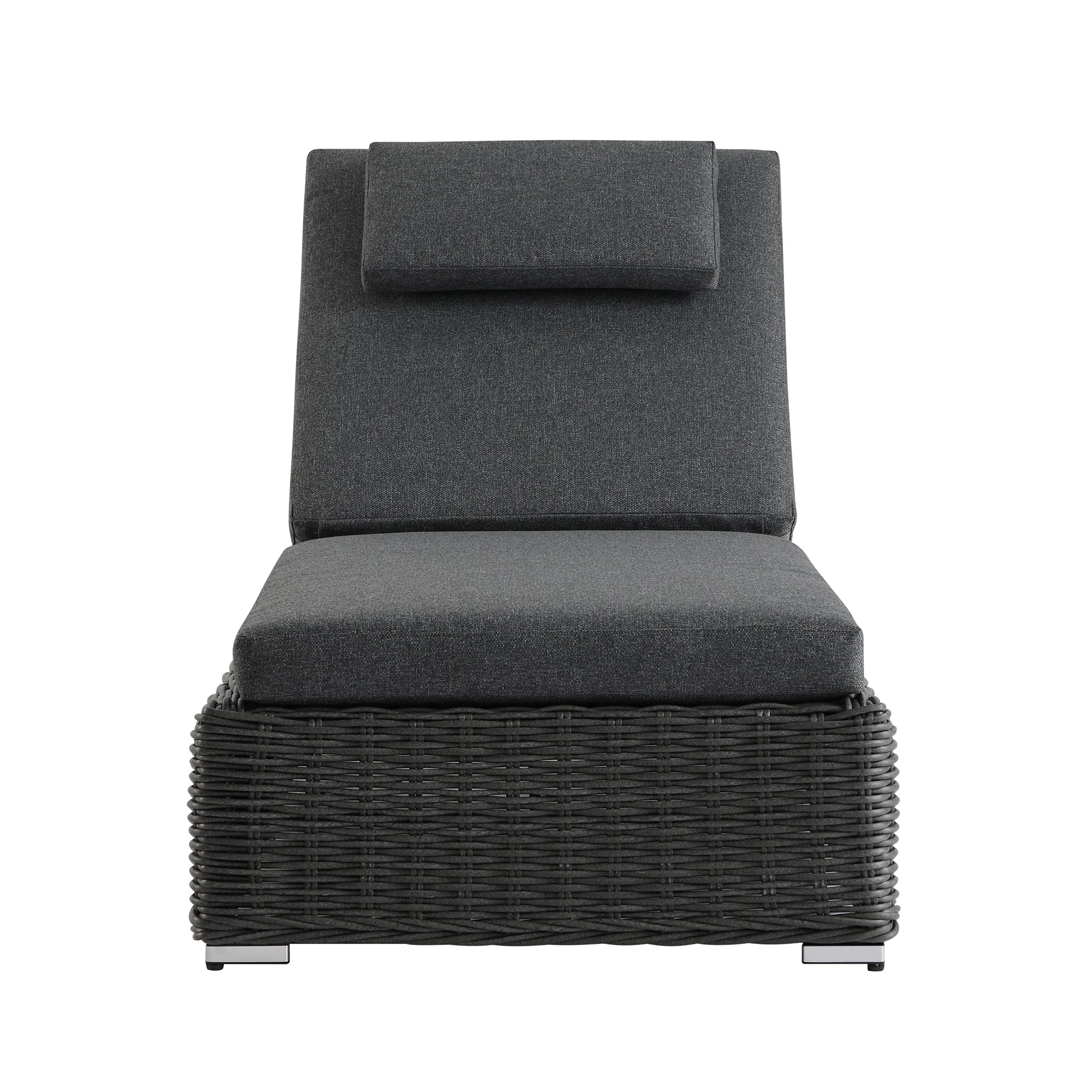 Bellagio Round Wicker Sun Lounger with Headrest, Dark Grey - Image 4