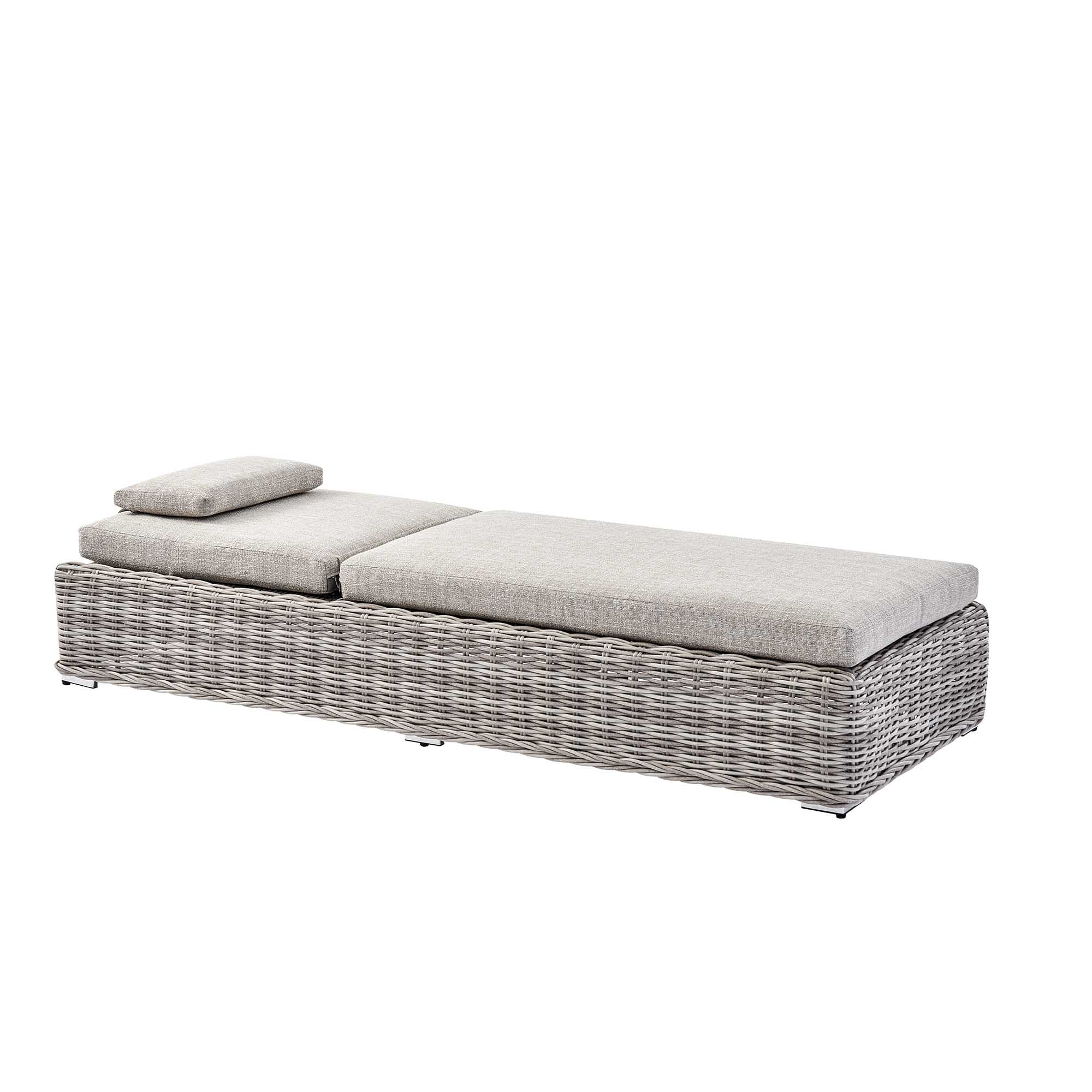 Bellagio Round Wicker Sun Lounger with Headrest, Light Grey - Image 5