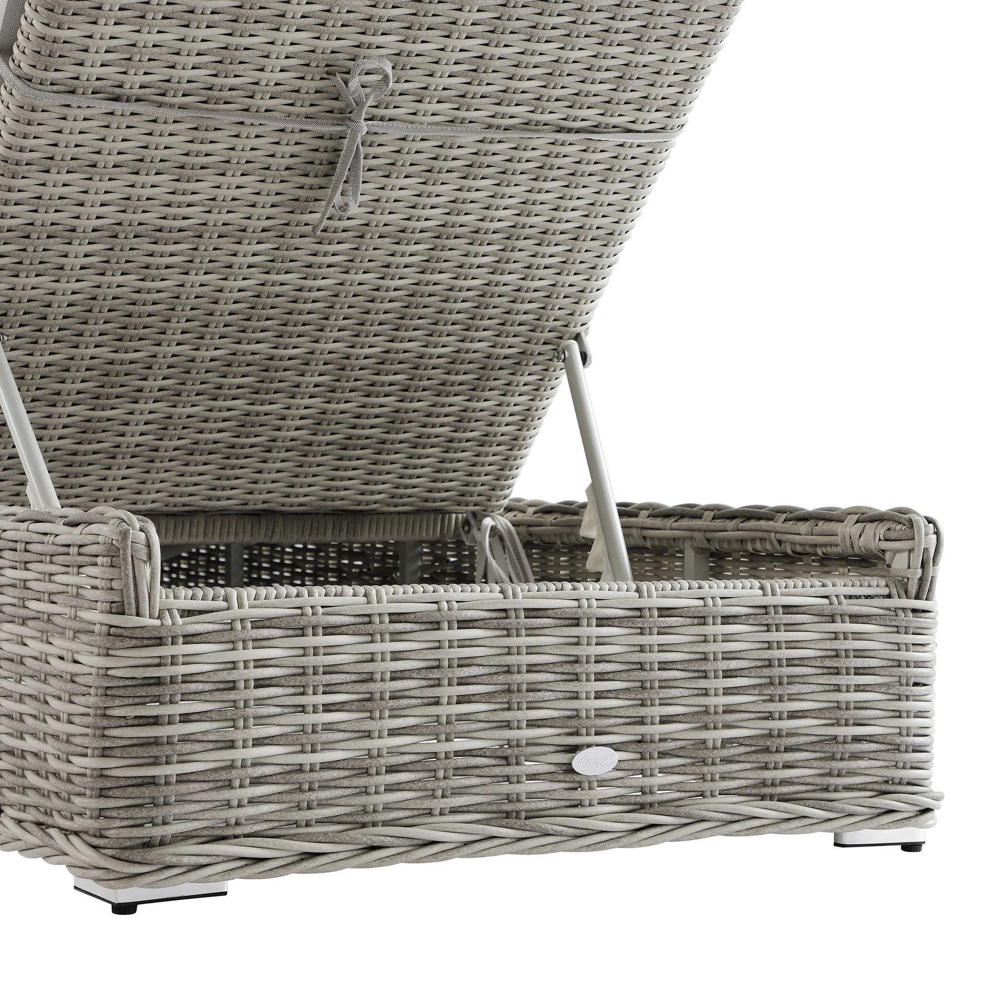 Bellagio Round Wicker Sun Lounger with Headrest, Light Grey with Taupe Stripes - Image 17