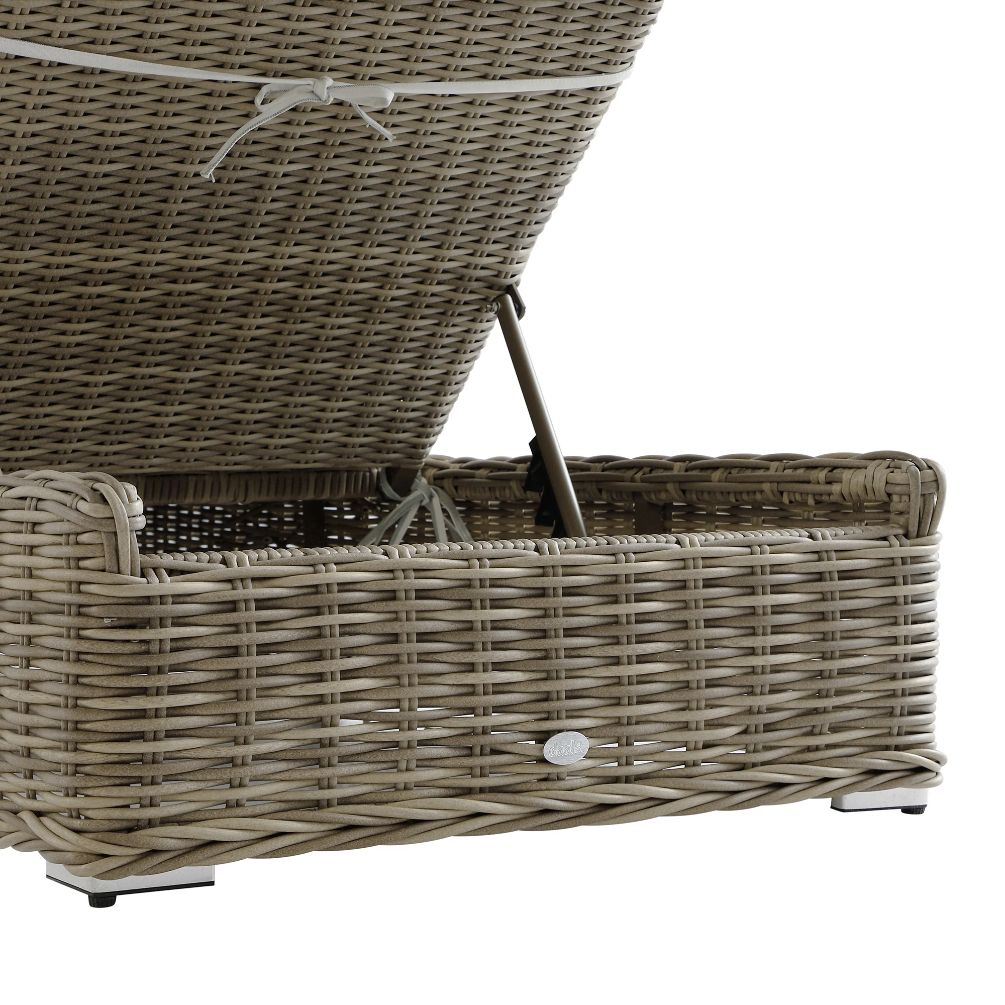 Bellagio Round Wicker Sun Lounger with Headrest, Natural with Sage Stripes - Image 20
