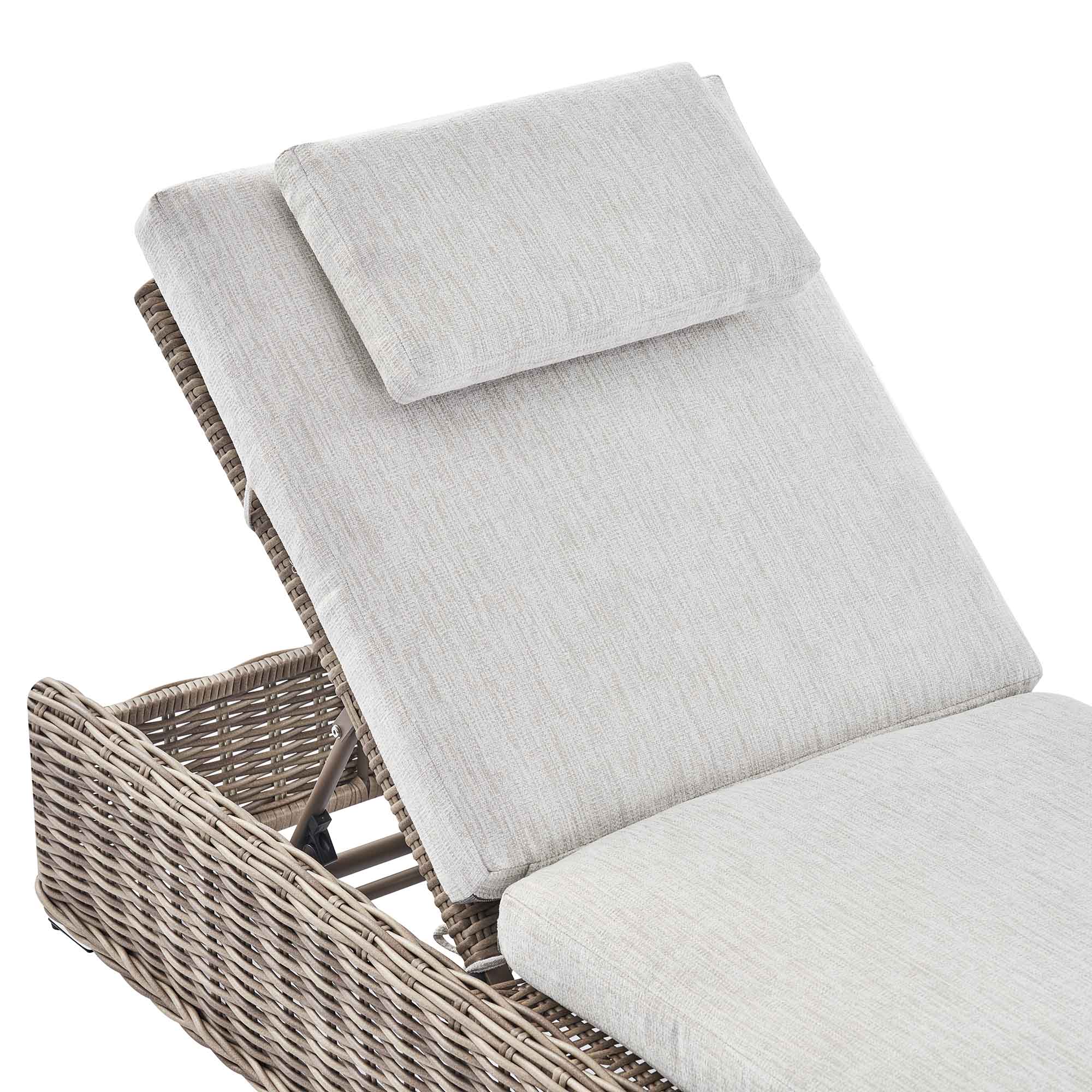 Bellagio Round Wicker Sun Lounger with Headrest, Natural - Image 11
