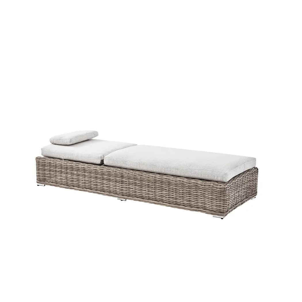 Bellagio Round Wicker Sun Lounger with Headrest, Natural - Image 6