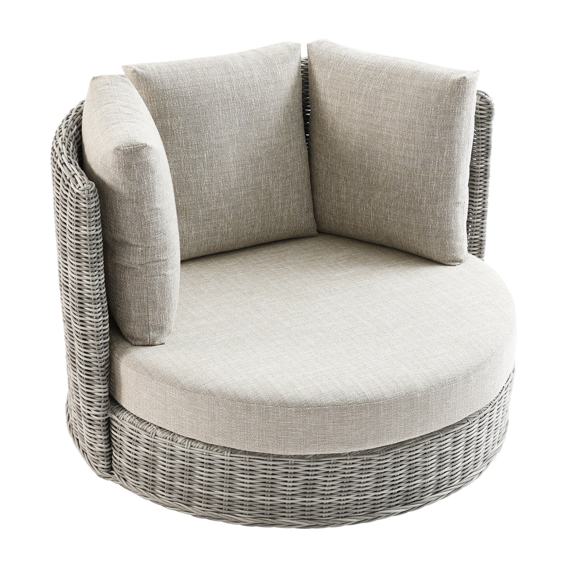 Bellagio Round Wicker Swivel Daybed, Light Grey - Image 2