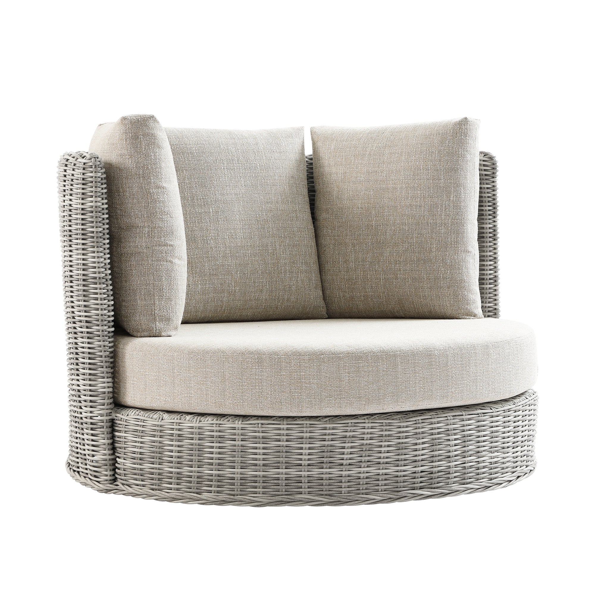 Bellagio Round Wicker Swivel Daybed, Light Grey - Image 5