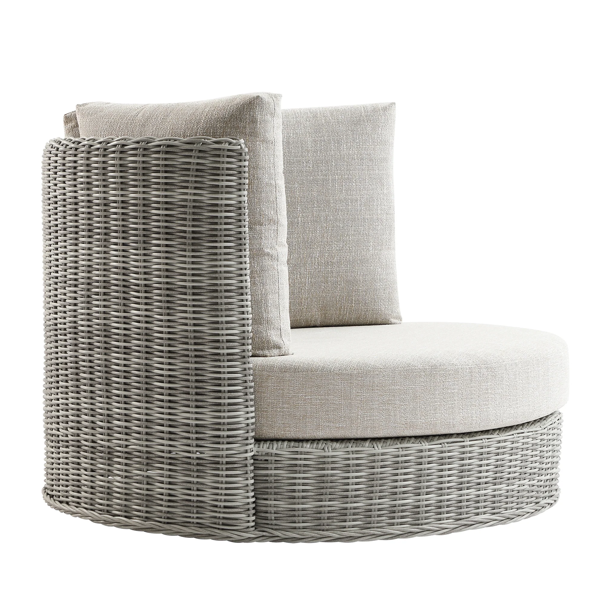 Bellagio Round Wicker Swivel Daybed, Light Grey - Image 7