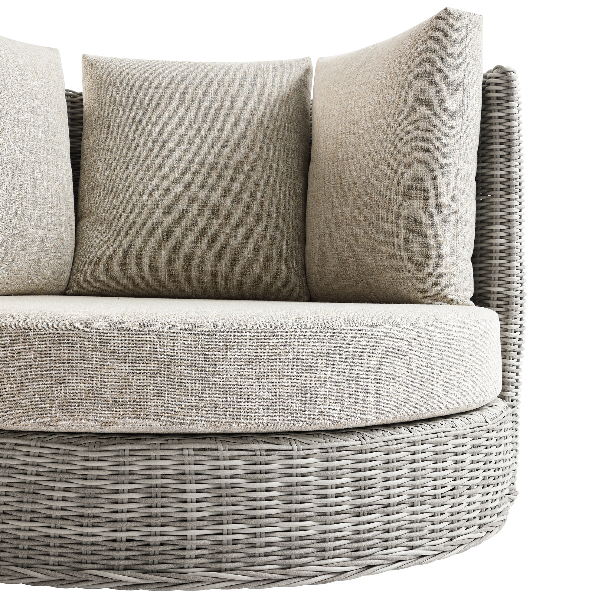 Bellagio Round Wicker Swivel Daybed, Light Grey - Image 9