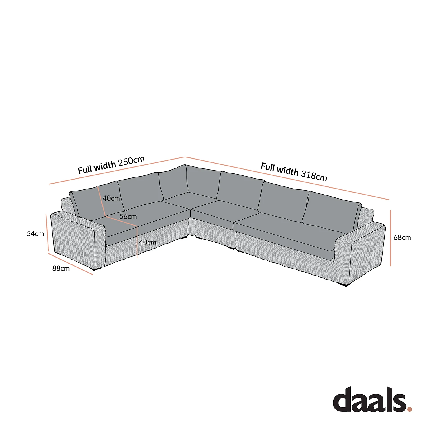 Bellagio Round Wicker Large Corner Sofa, Light Grey - Image 2