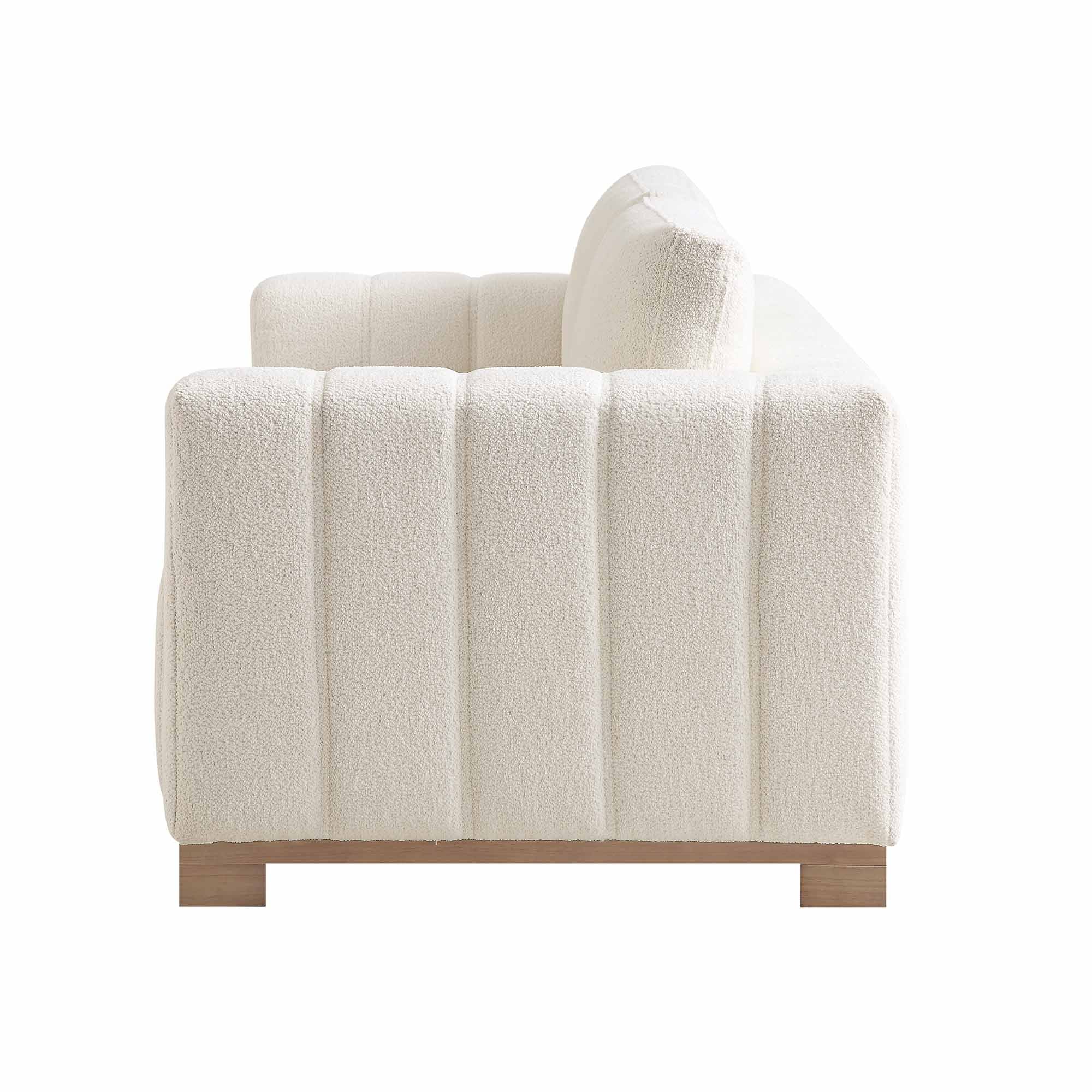 Belsize Beige Boucle Sofa with Wooden Base, 3-Seater - Image 9