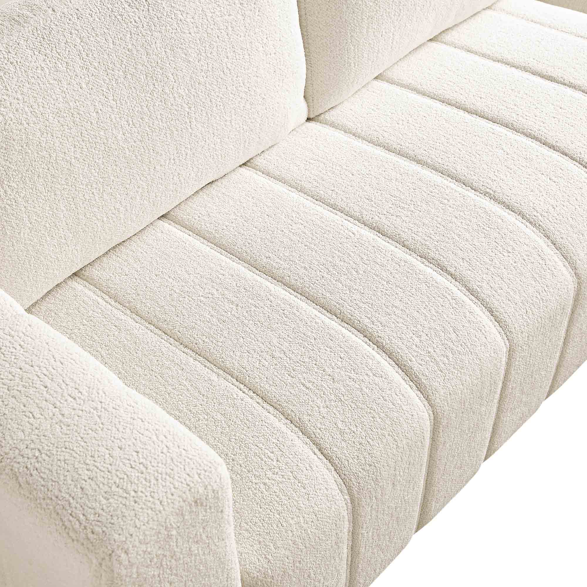 Belsize Beige Boucle Sofa with Wooden Base, Large Chaise Right Hand Facing - Image 10