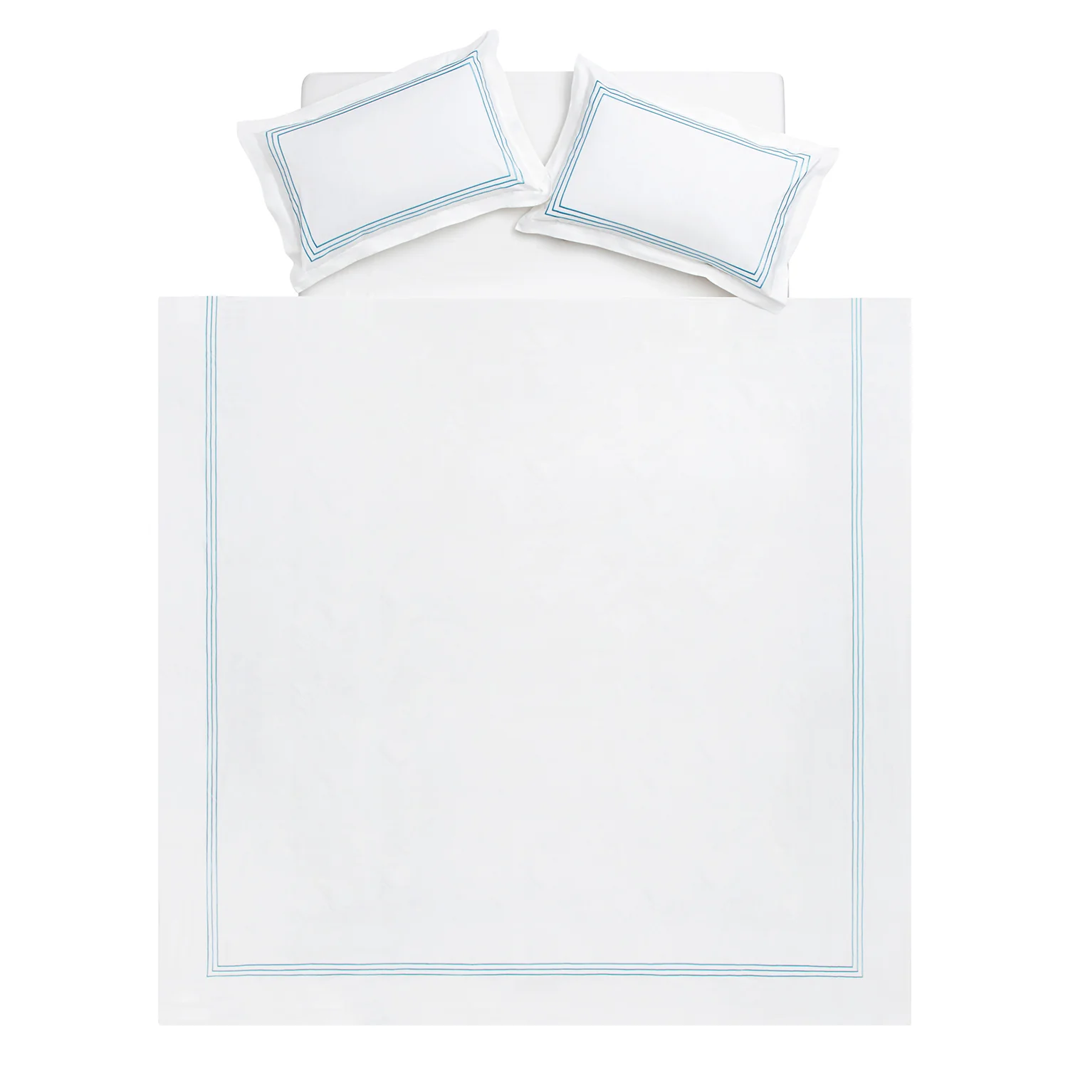 Belvedere Royal Blue Cord Embroidered 300 Thread Count Cotton Percale Duvet Set - Image 6