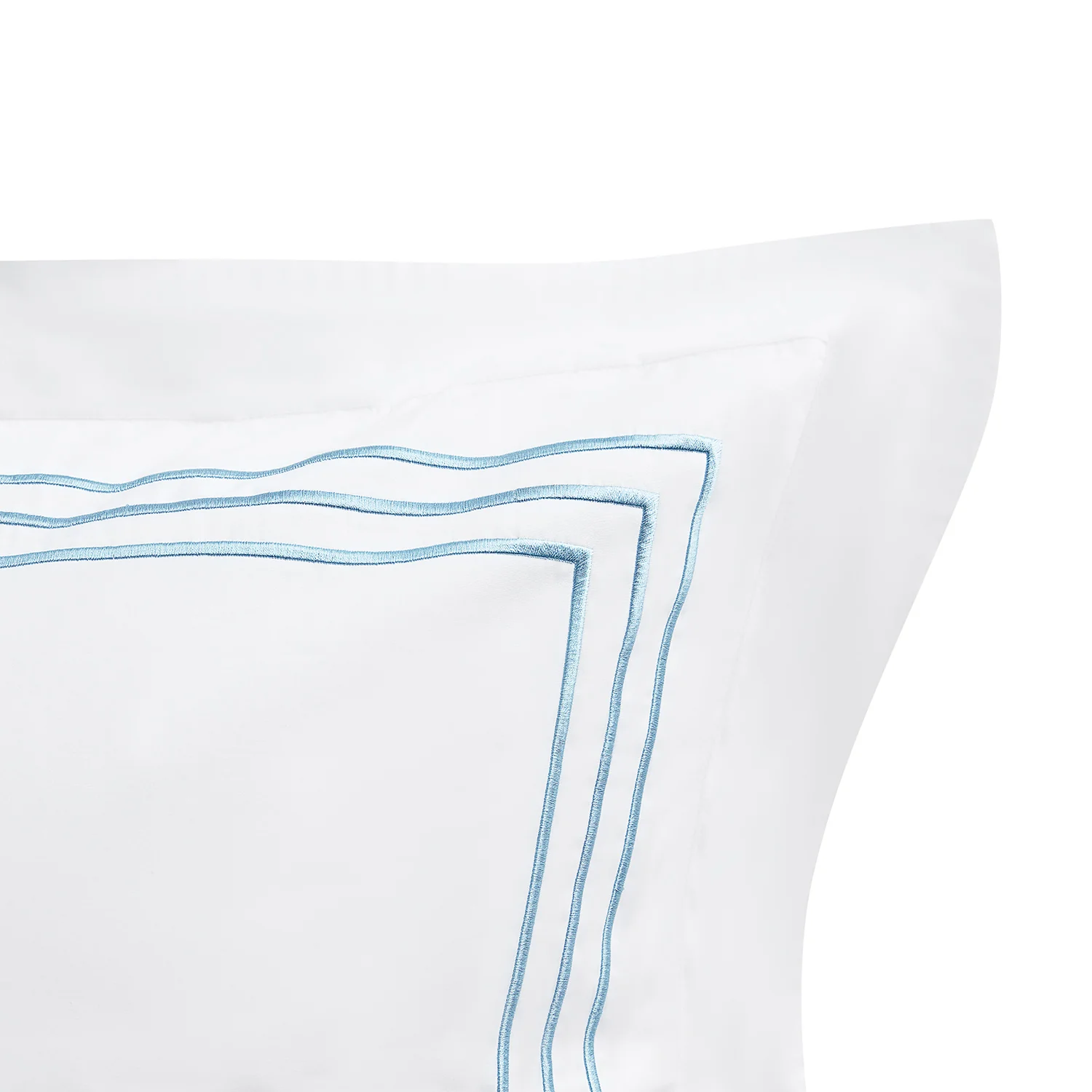 Belvedere Royal Blue Cord Embroidered 300 Thread Count Cotton Percale Oxford Pillowcases - Pair - Image 10