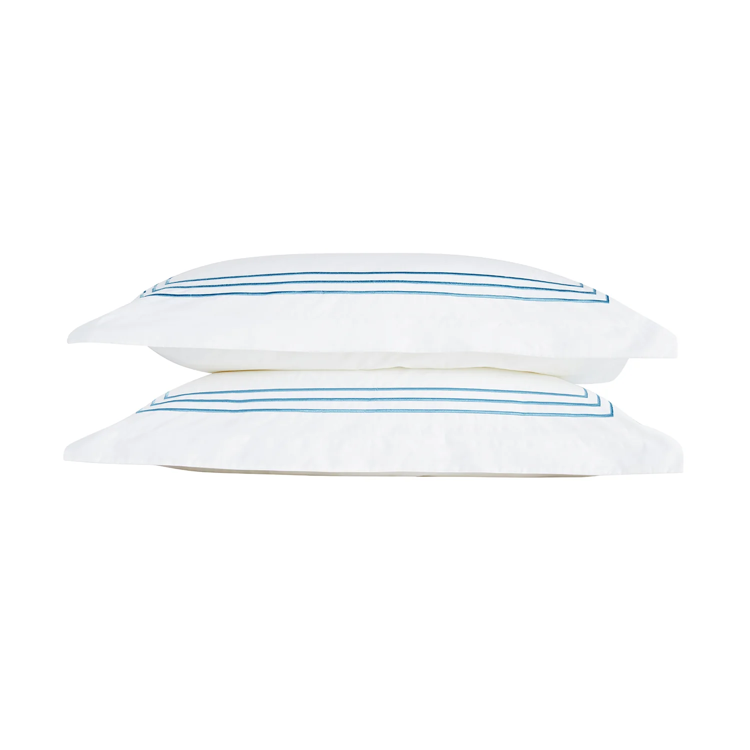 Belvedere Royal Blue Cord Embroidered 300 Thread Count Cotton Percale Oxford Pillowcases - Pair - Image 5