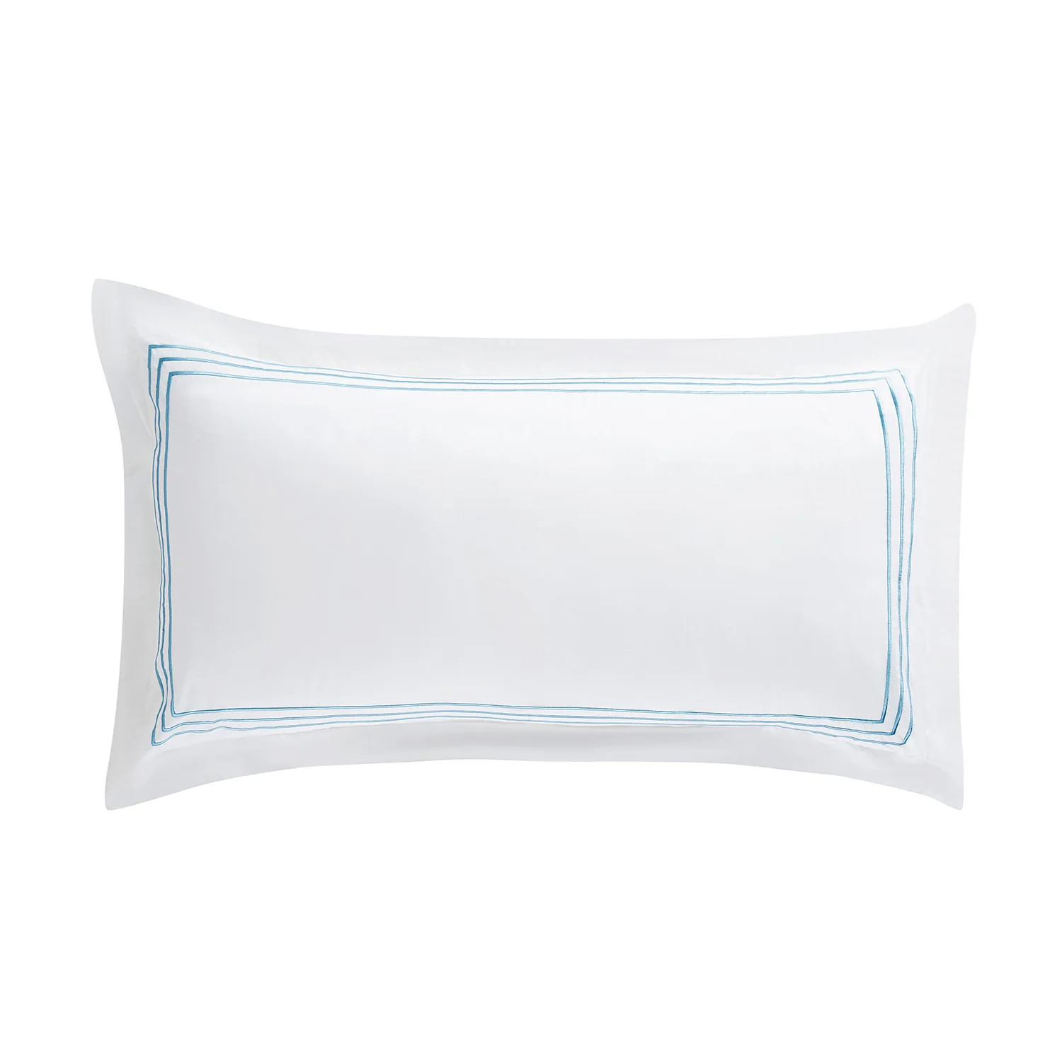Belvedere Royal Blue Cord Embroidered 300 Thread Count Cotton Percale Oxford Pillowcases - Pair - Image 8