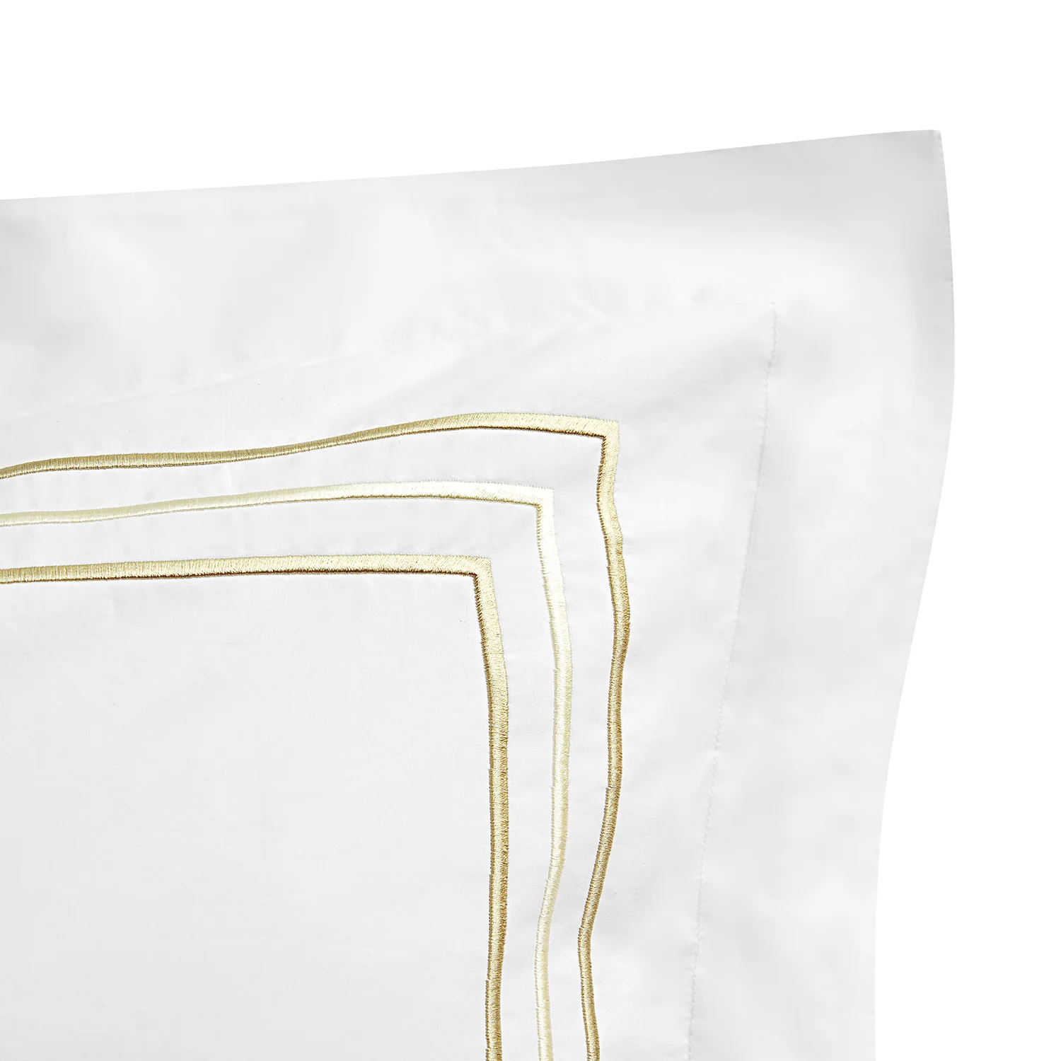 Belvedere Champagne Gold Cord Embroidered 300 Thread Count Cotton Percale Continental Square Pillowcases - Pair - Image 4