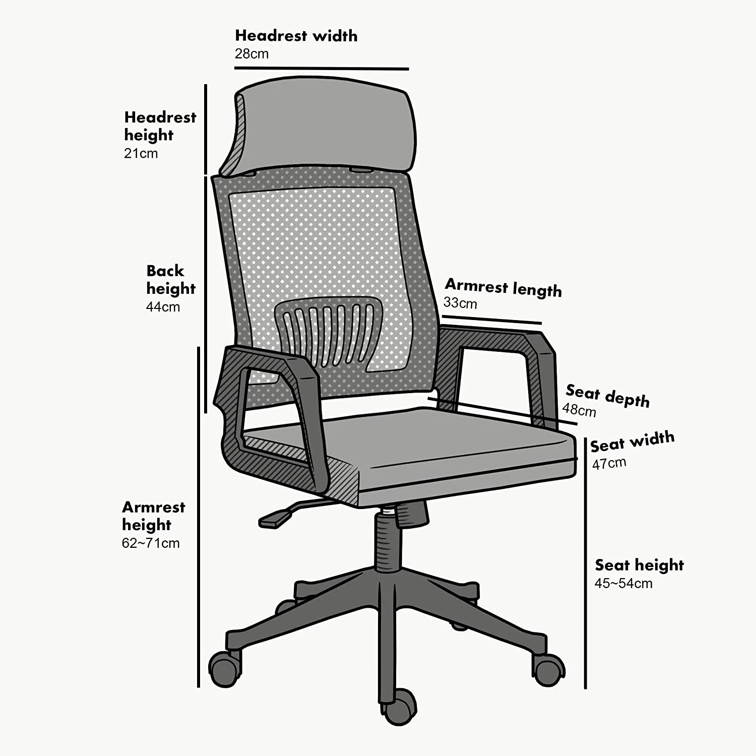 Beni Mesh Office Chair with Headrest in Green - Image 3