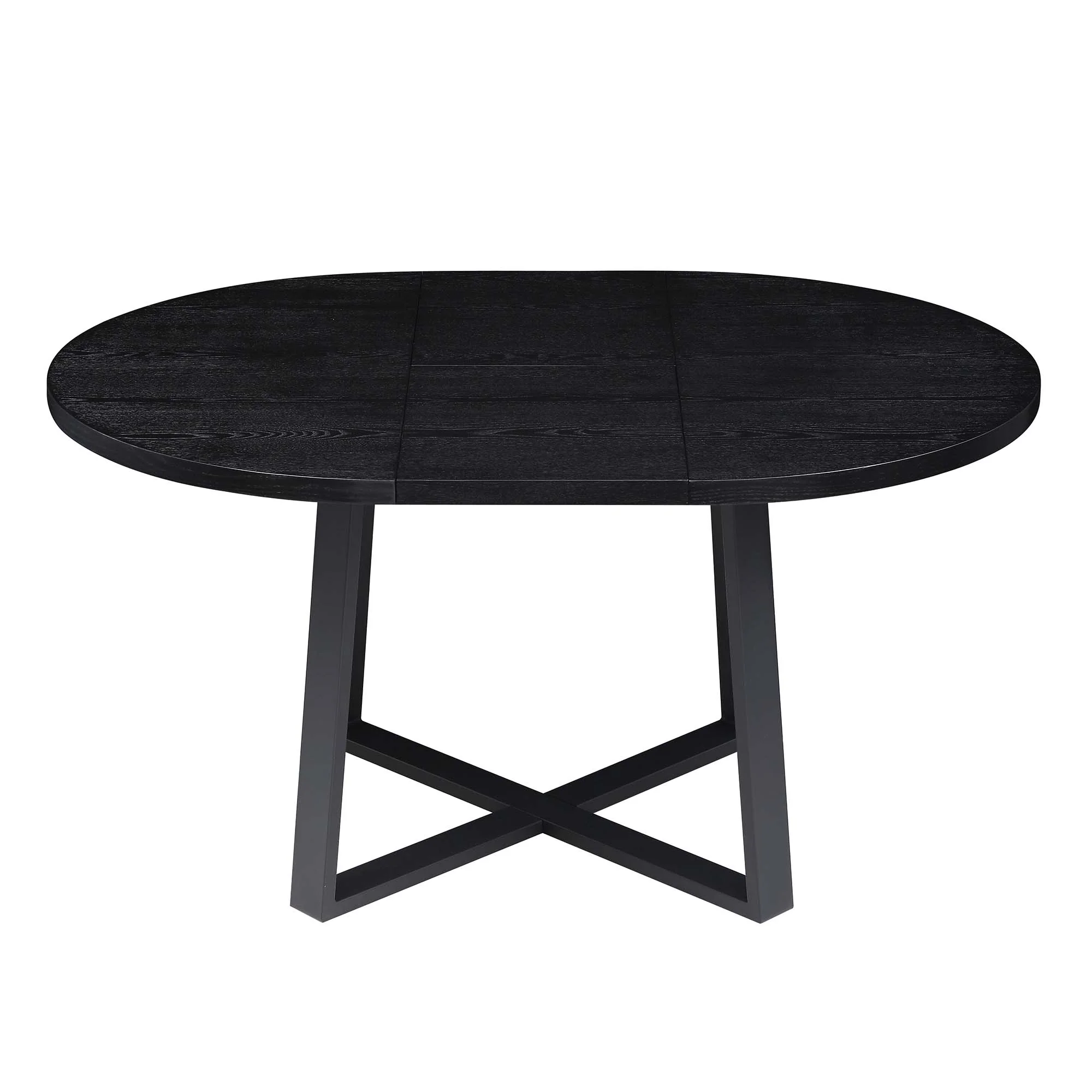BERN Extending Round Dining Table with Metal Legs, Black - Image 9