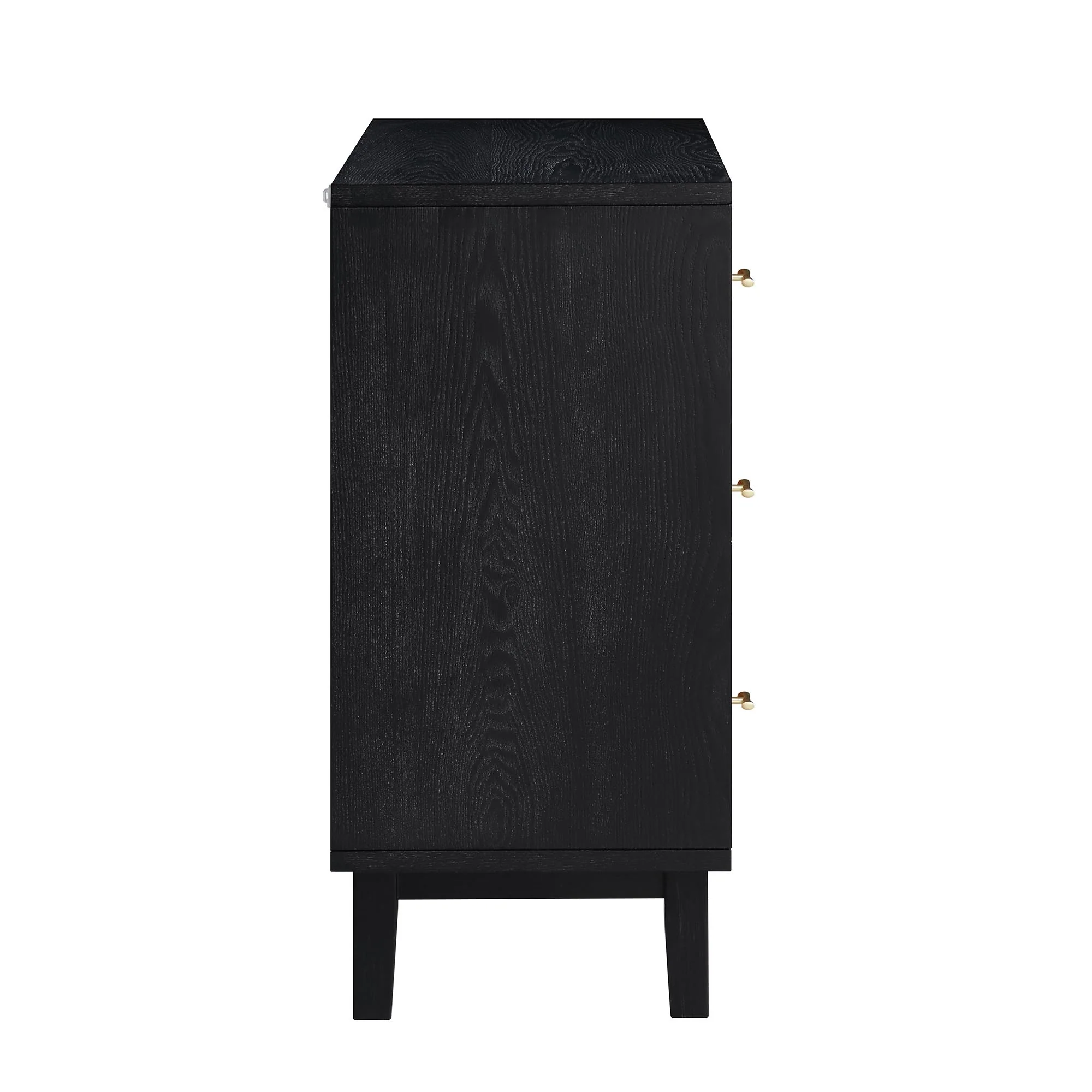 Bianca Chip Carved 1 Door 3 Drawer Small Sideboard, Antique Bronze & Black - Image 8