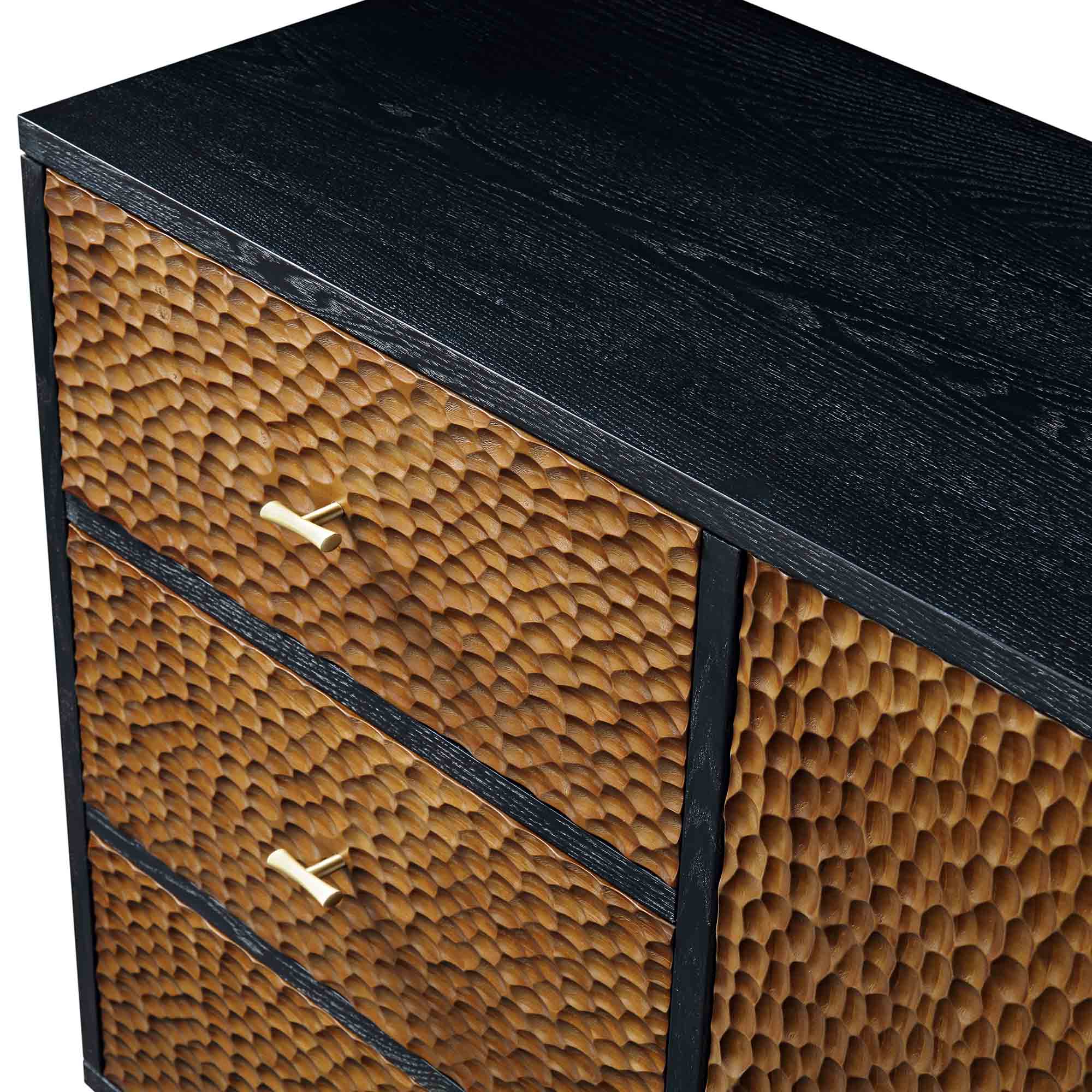 Bianca Chip Carved 2-Door 3-Drawer Sideboard, Antique Bronze & Black - Image 11
