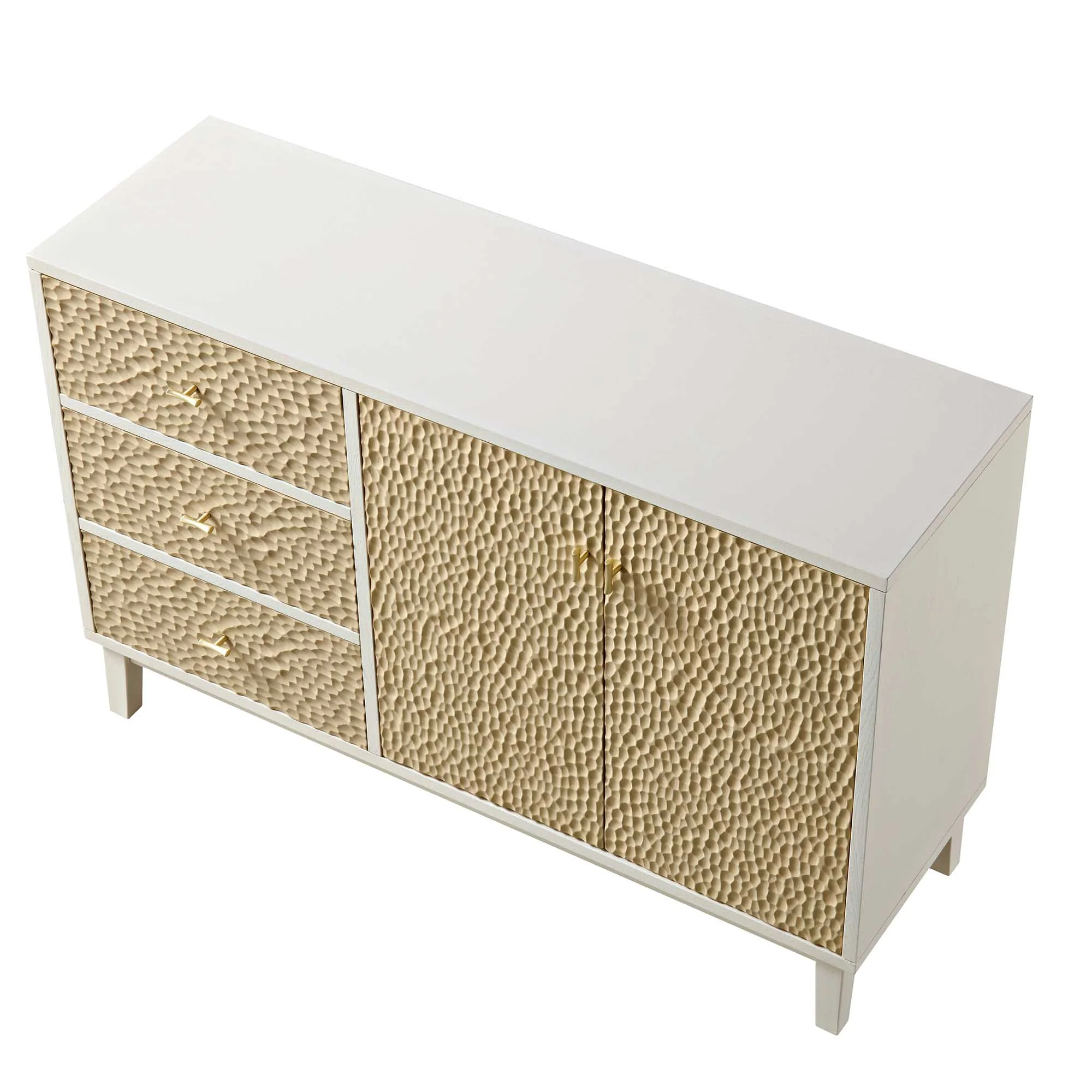 Bianca Chip Carved 2-Door 3-Drawer Sideboard, Sand Beige & Ivory - Image 10