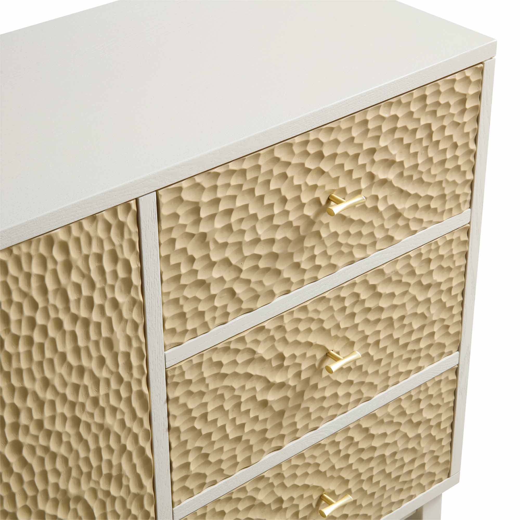 Bianca Chip Carved 2-Door 3-Drawer Sideboard, Sand Beige & Ivory - Image 11