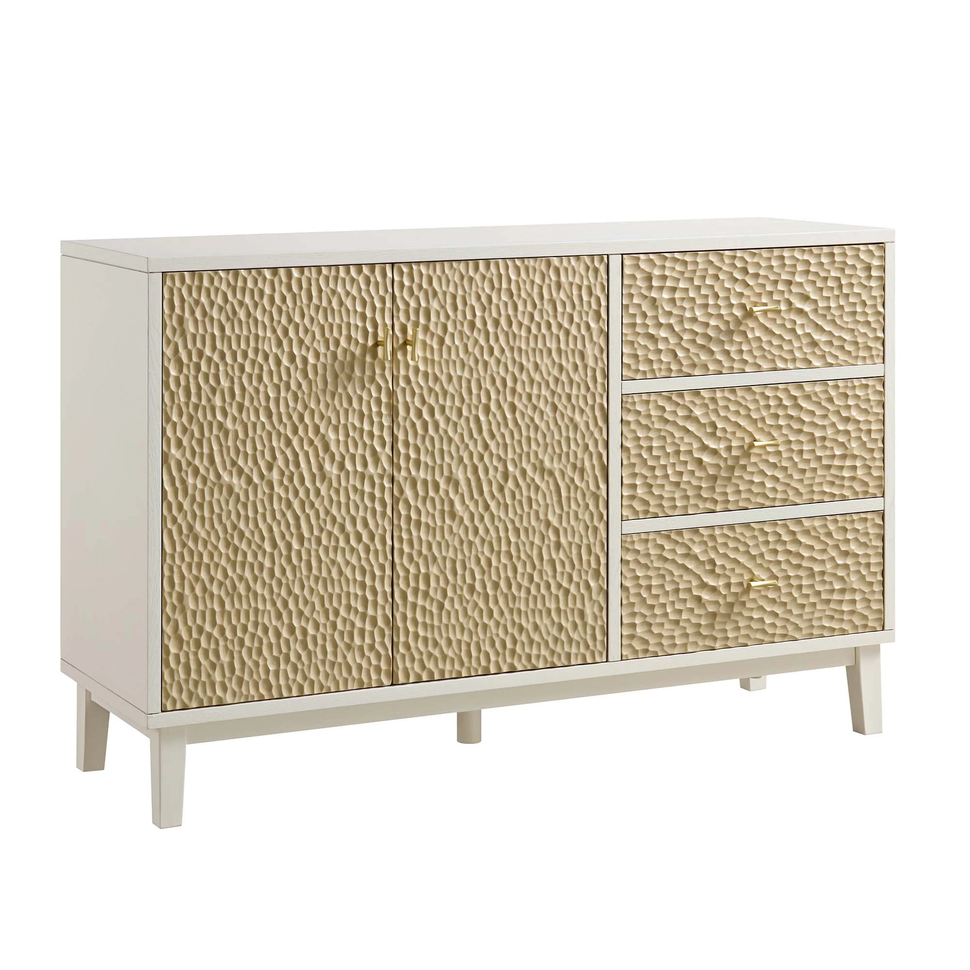 Bianca Chip Carved 2-Door 3-Drawer Sideboard, Sand Beige & Ivory - Image 5