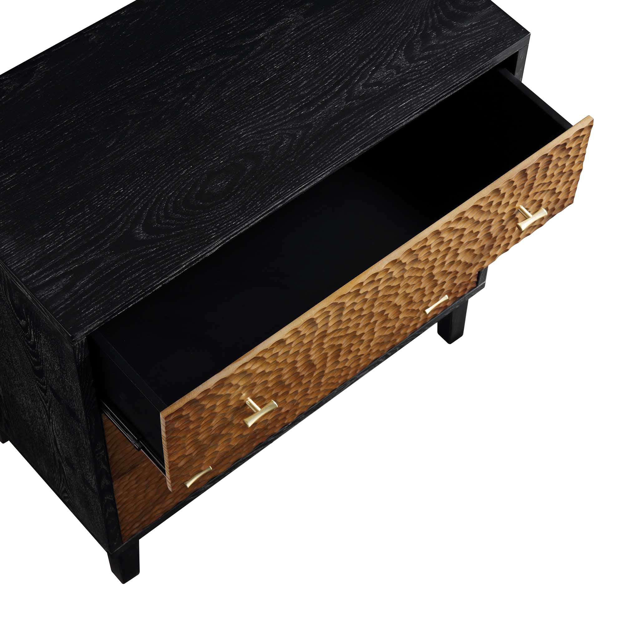 Bianca Chip Carved 3 Drawer Chest, Antique Bronze & Black - Image 12