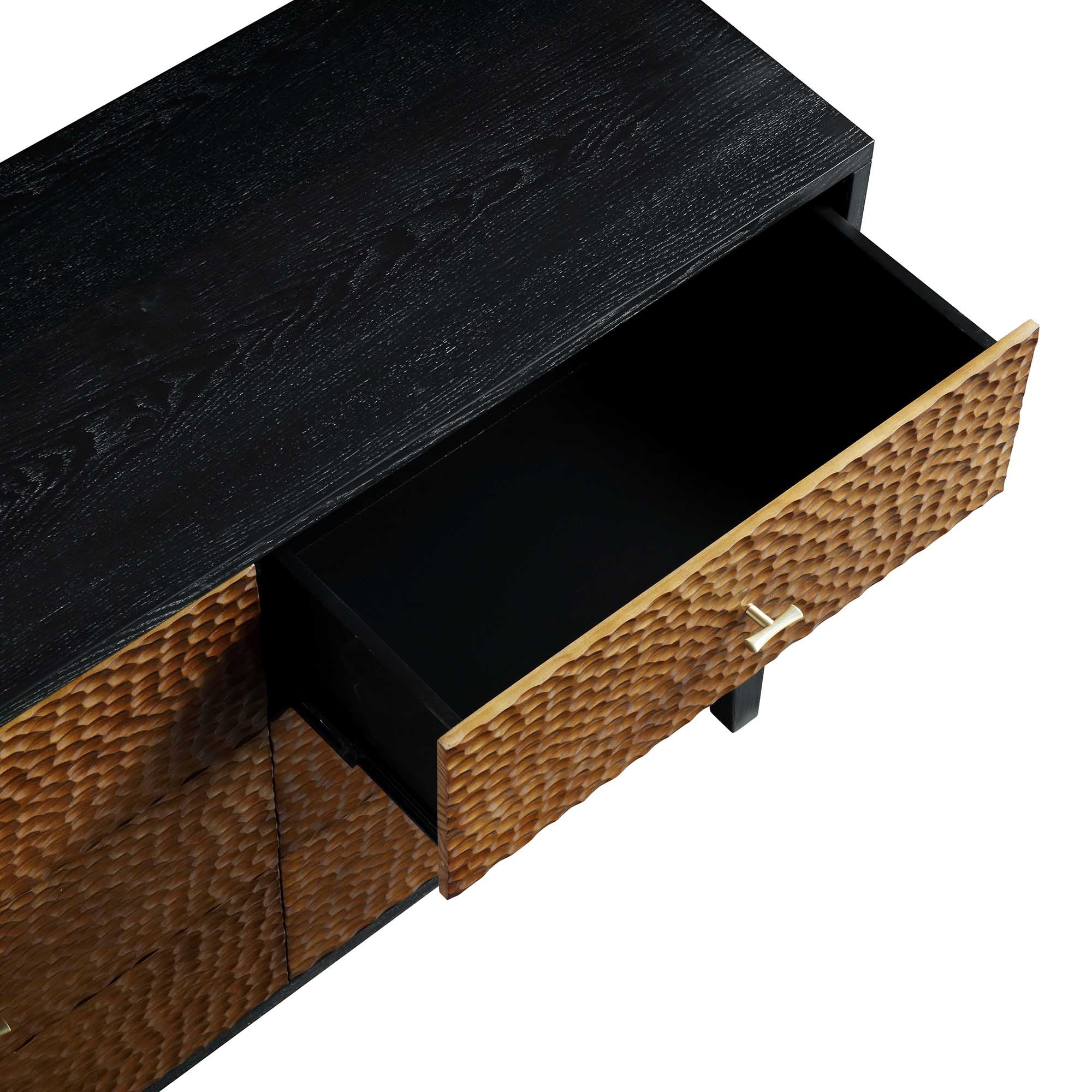 Bianca Chip Carved 6 Drawer Chest, Antique Bronze & Black - Image 11
