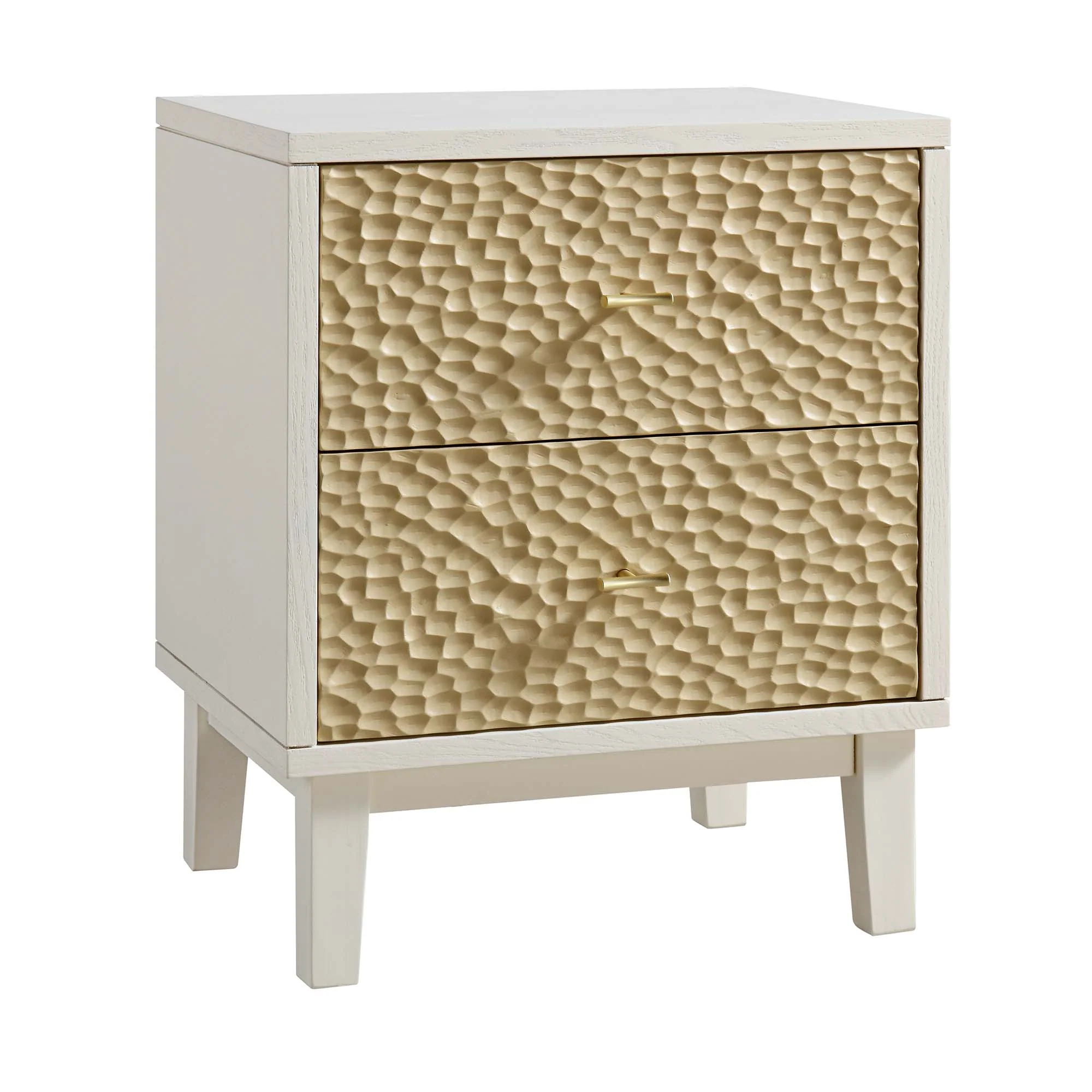 Bianca Chip Carved Bedside Table, Sand Beige & Ivory - Image 5