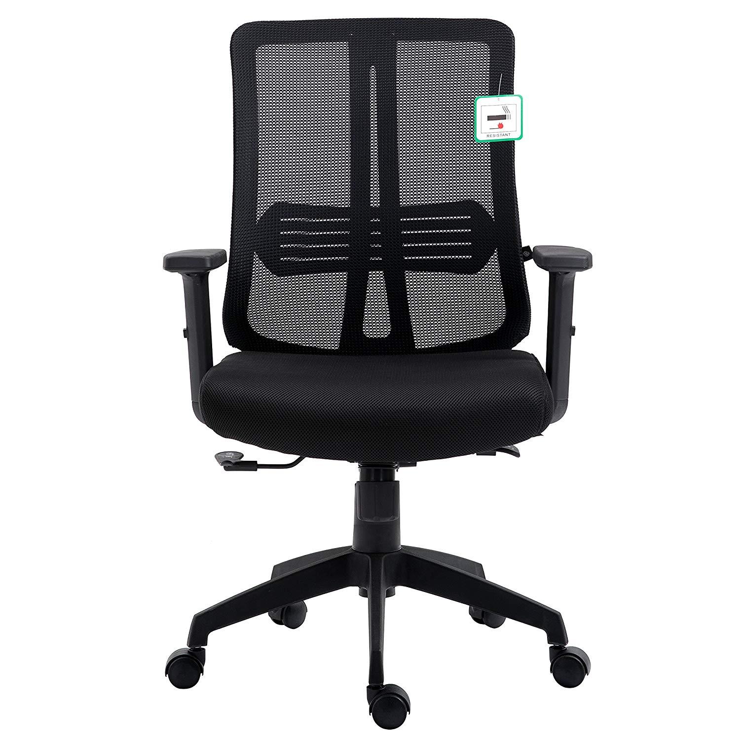 Black Mesh Medium Back Executive Office Chair Swivel Desk Chair with Synchro-Tilt, Adjustable Armrests - Image 2
