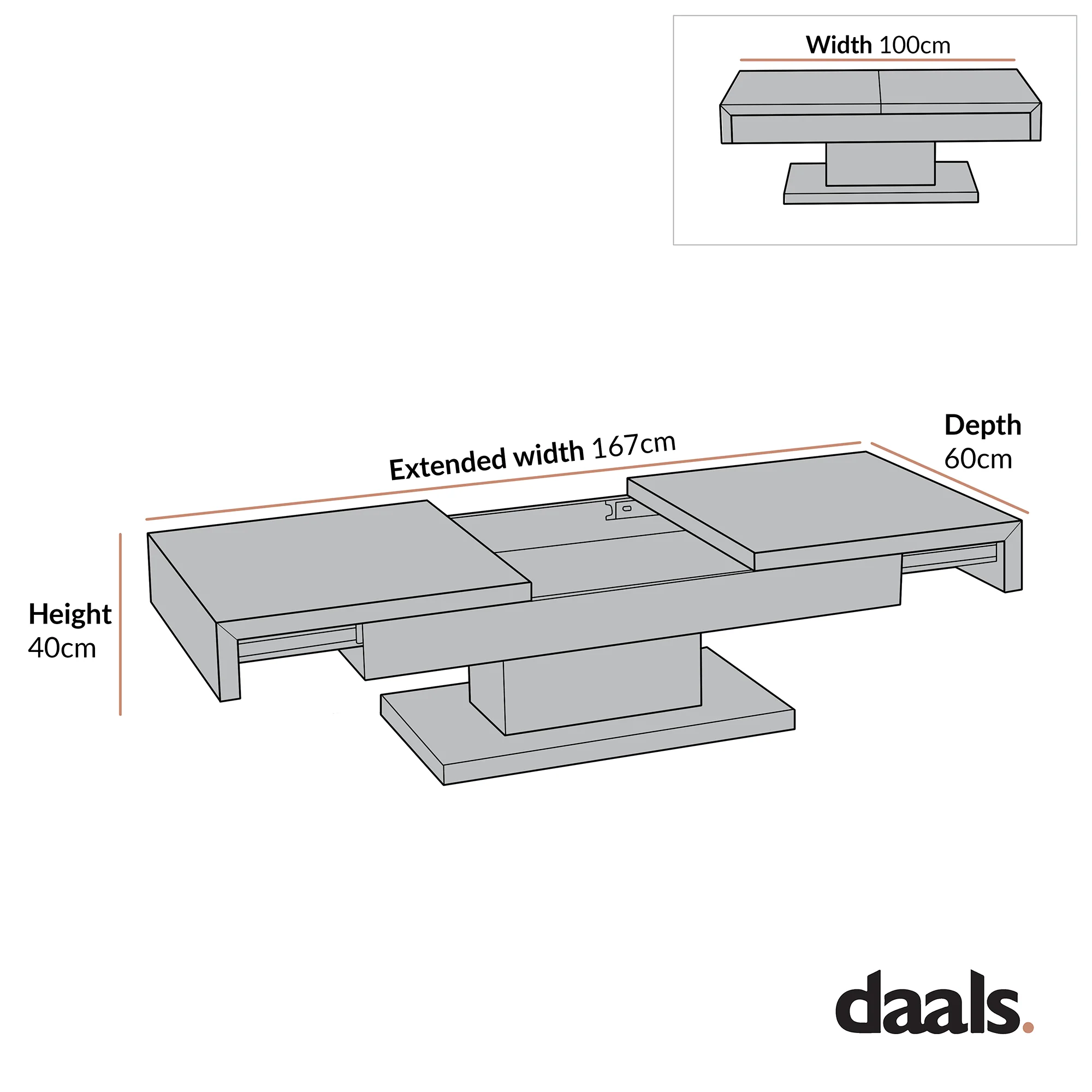 Blythe Two Block Sliding Storage Coffee Table - Image 5