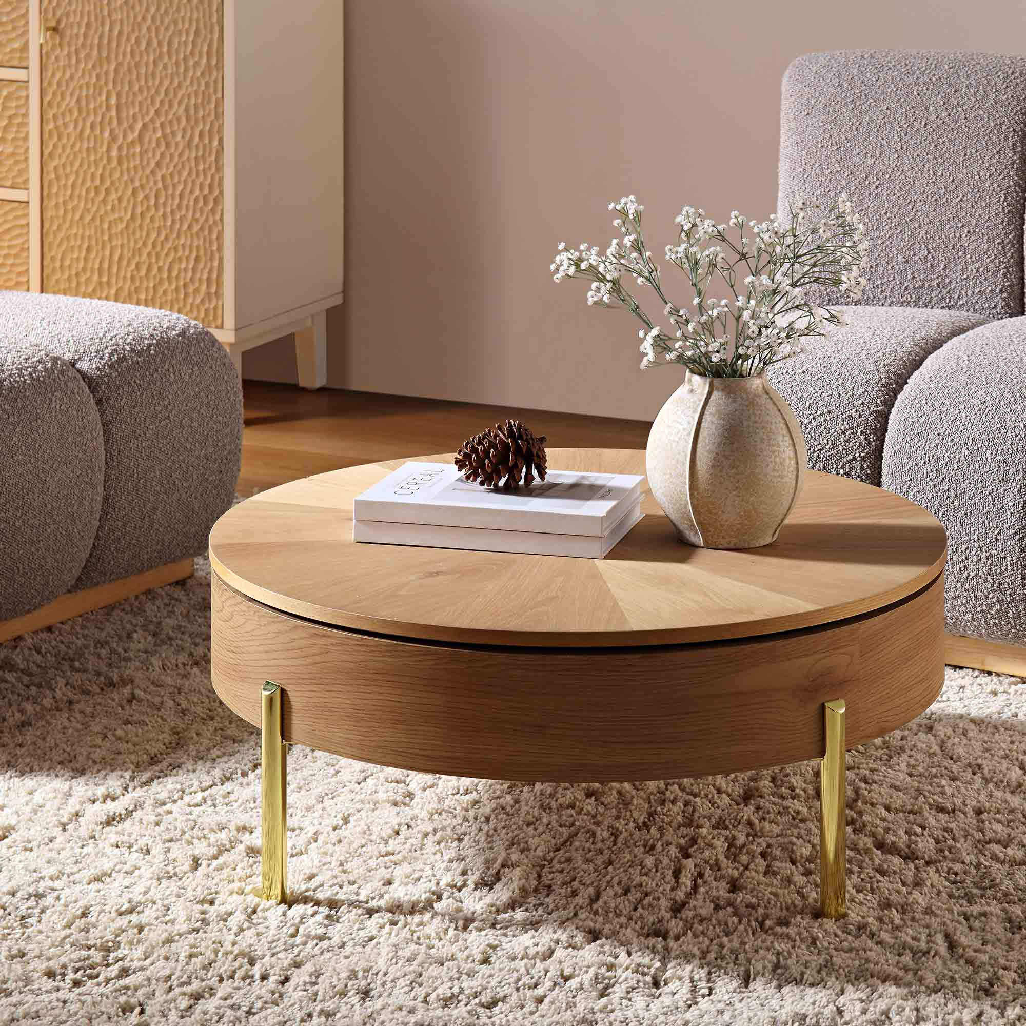 Bohdi Oak Round Rotating Coffee Table - Image 2