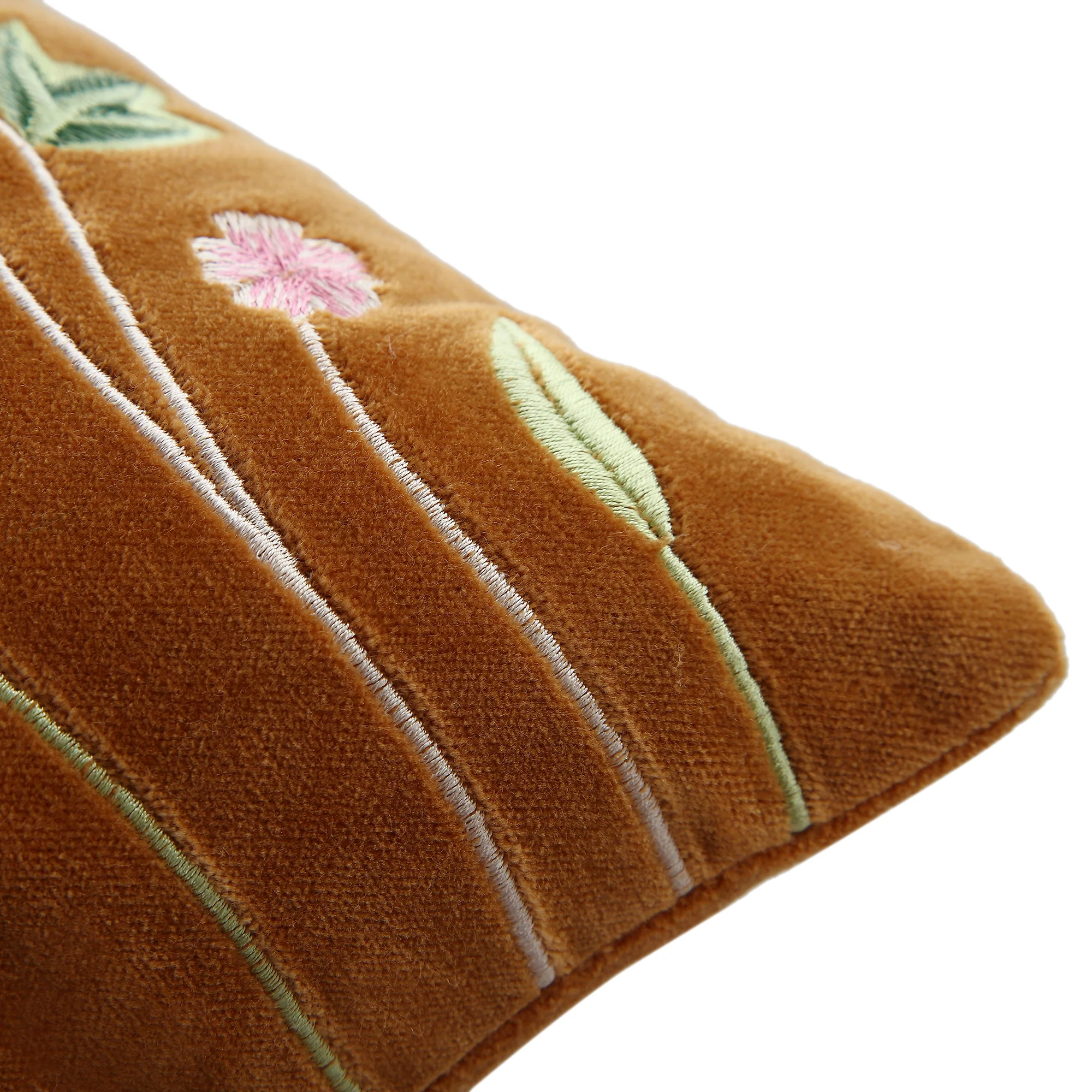 Botanica Collection Apricot Velvet Hand Embroidered Cushion - Image 5