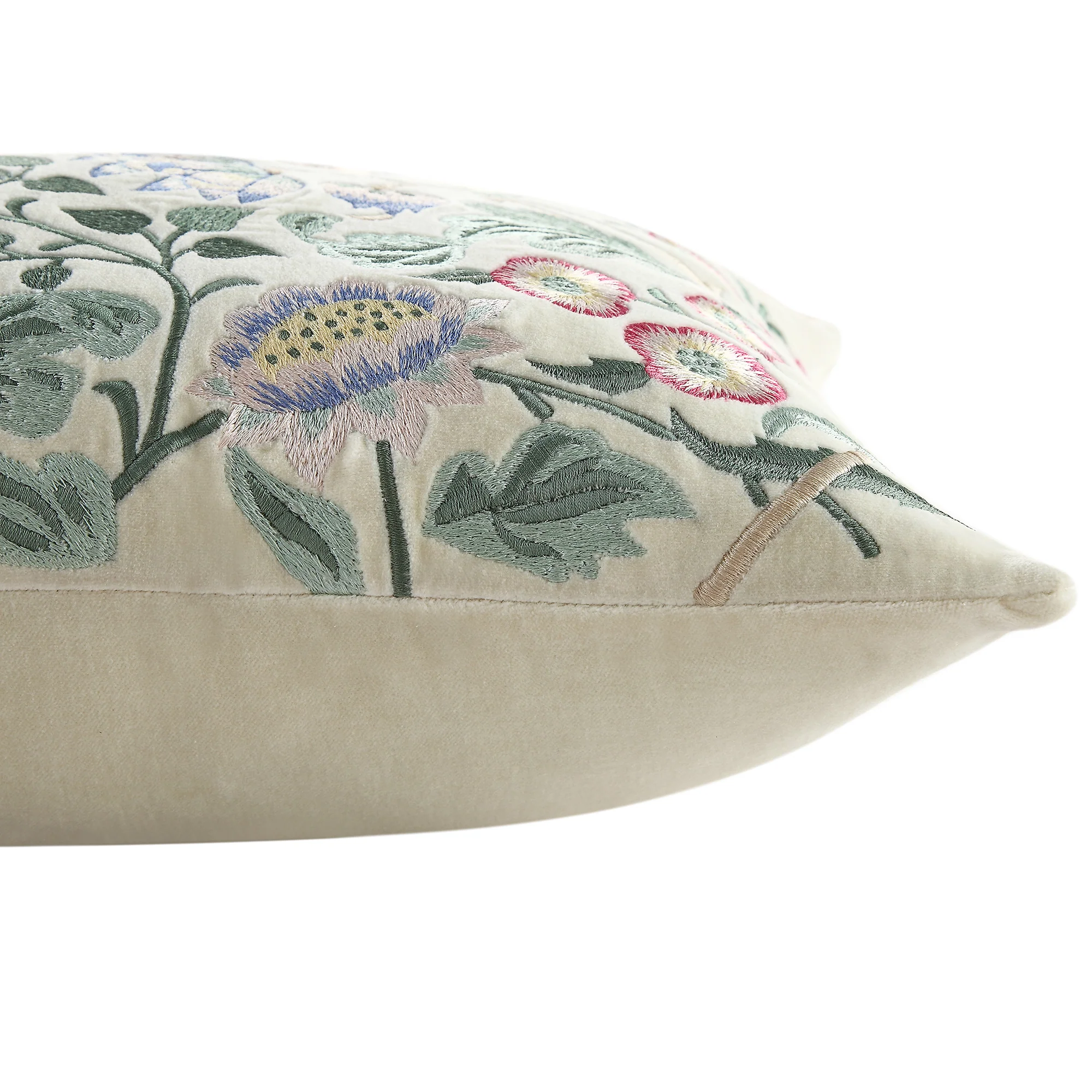 Botanica Collection Pearl Velvet Hand Embroidered Cushion - Image 4