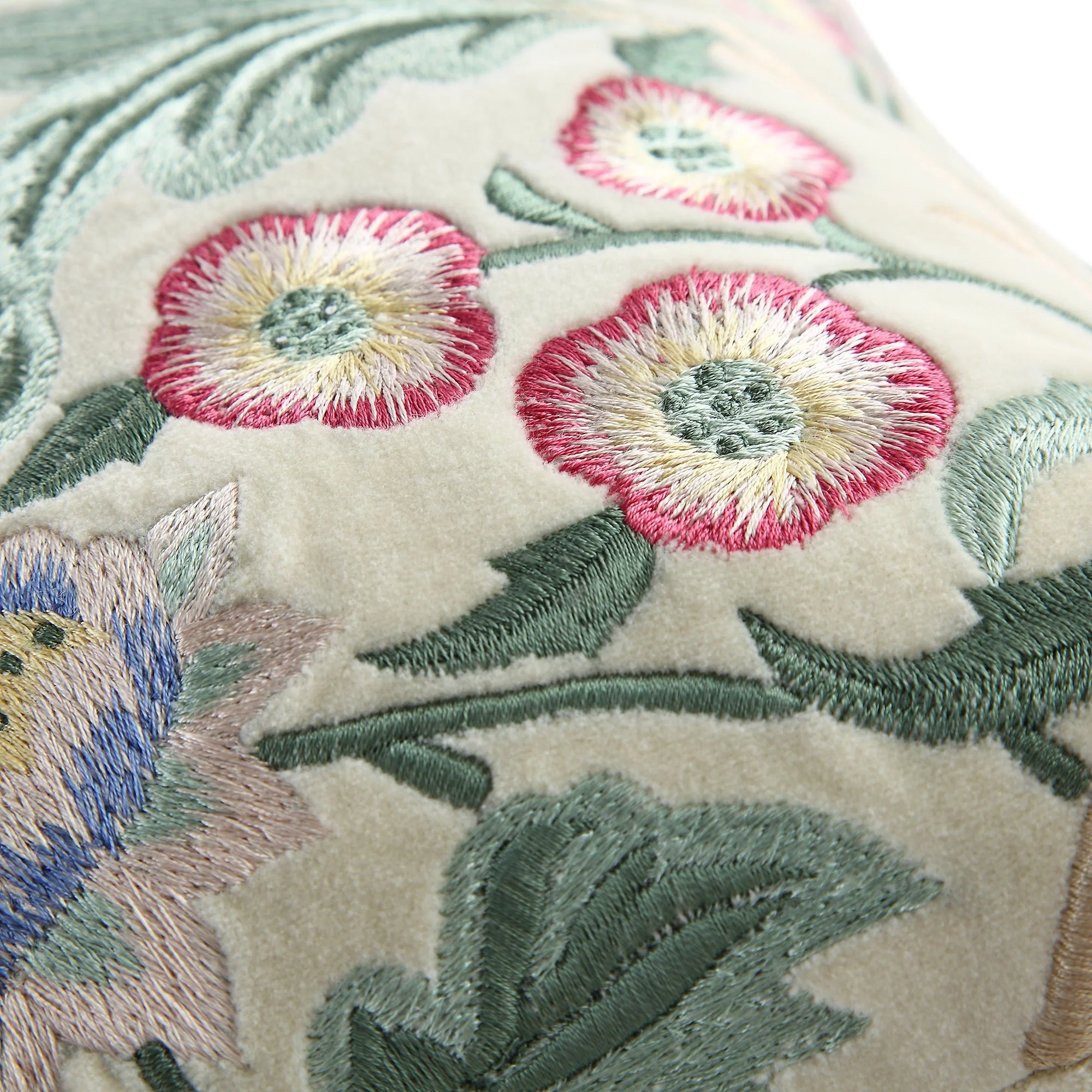 Botanica Collection Pearl Velvet Hand Embroidered Cushion - Image 6