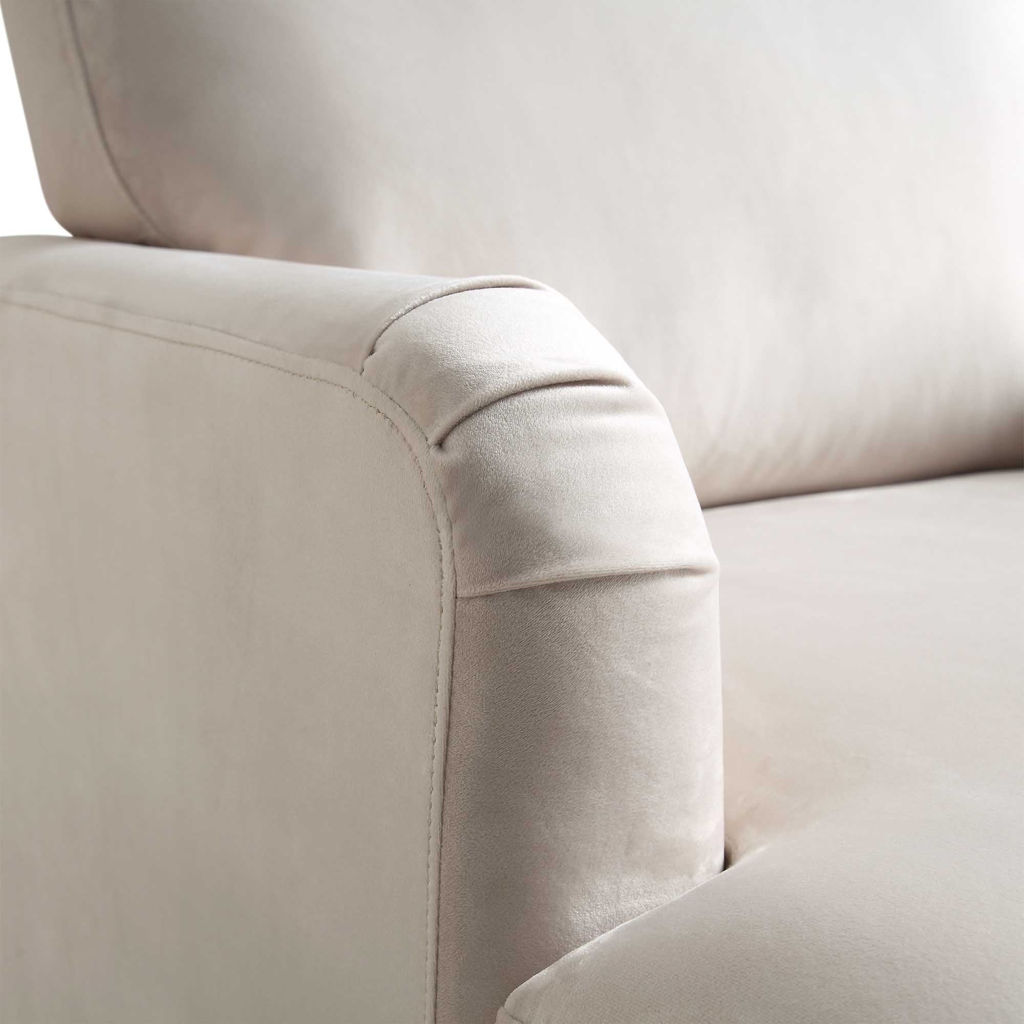 Brigette Beige Velvet Armchair with Antique Brass Castor Legs - Image 10