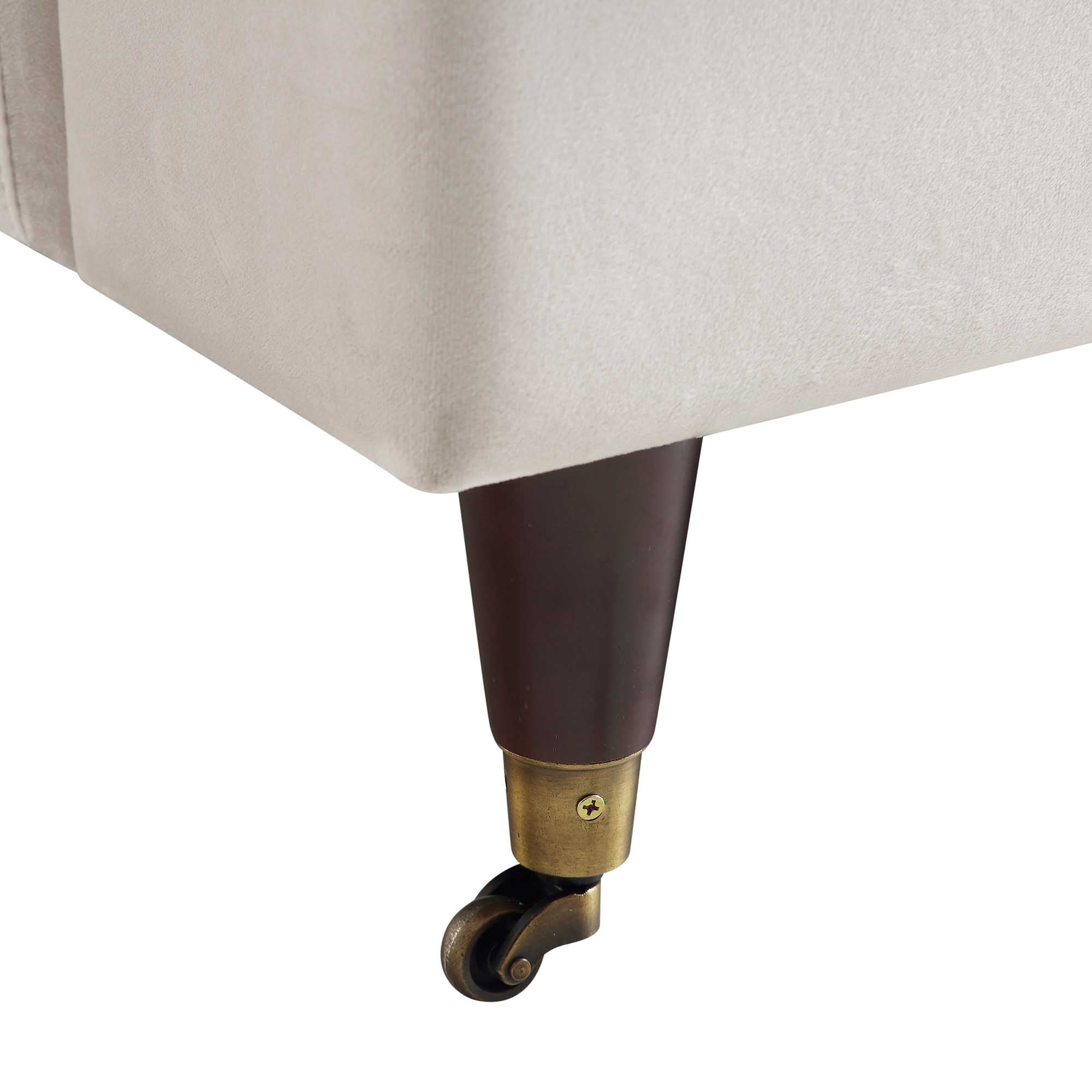 Brigette Beige Velvet Armchair with Antique Brass Castor Legs - Image 11