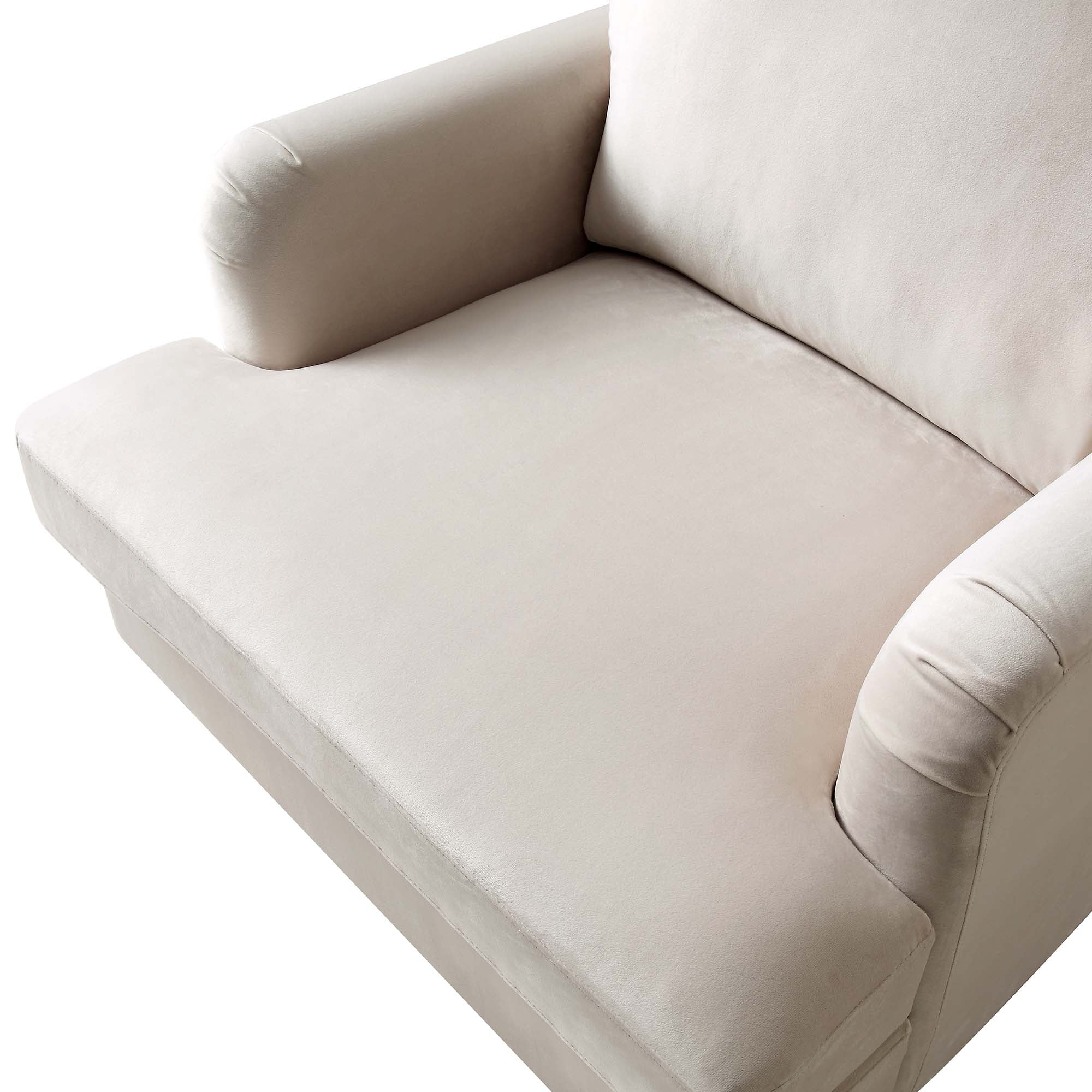 Brigette Beige Velvet Armchair with Antique Brass Castor Legs - Image 9