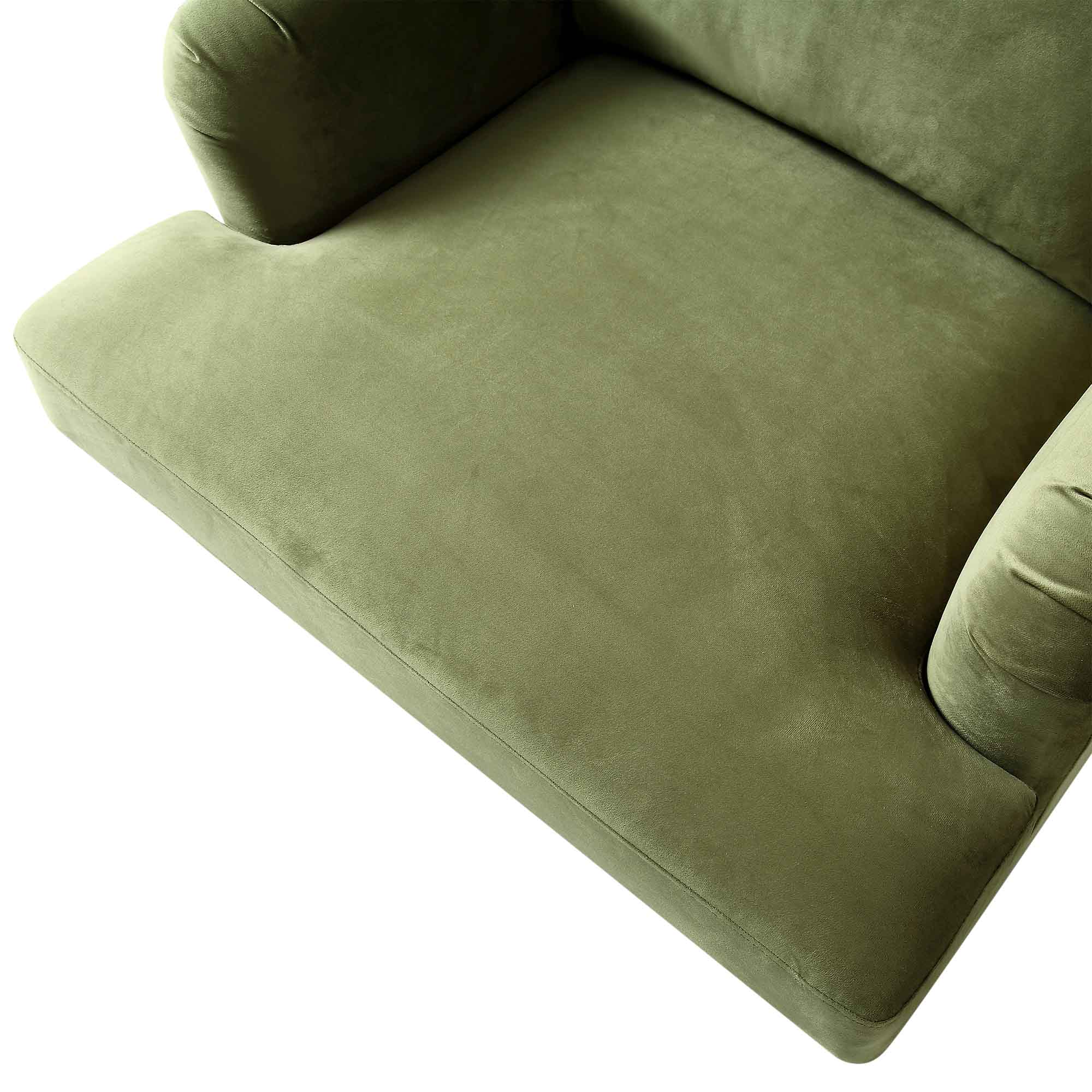 Brigette Olive Green Velvet Armchair with Antique Brass Castor Legs - Image 9