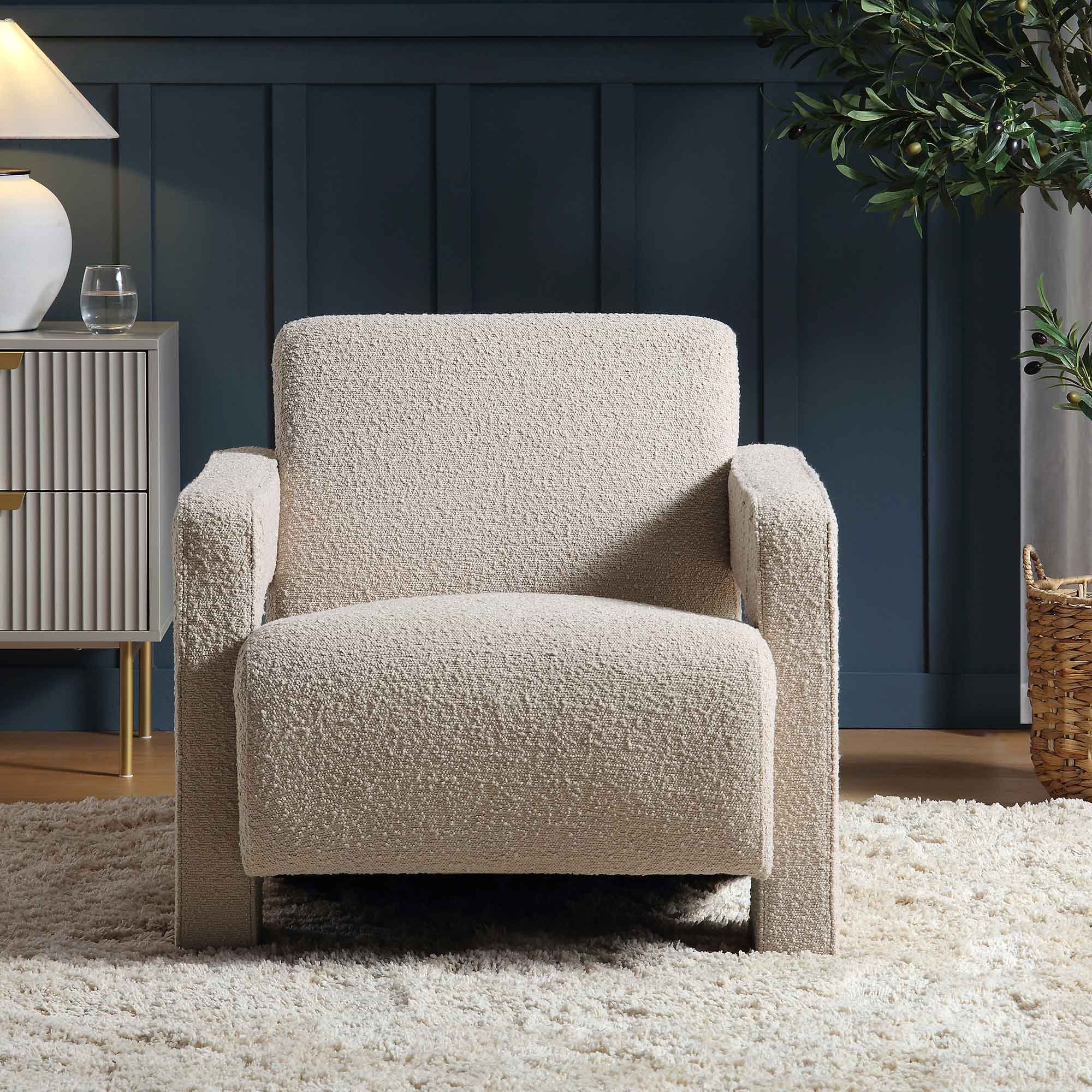 Brompton Sculptural Armchair, Taupe Boucle - Image 2