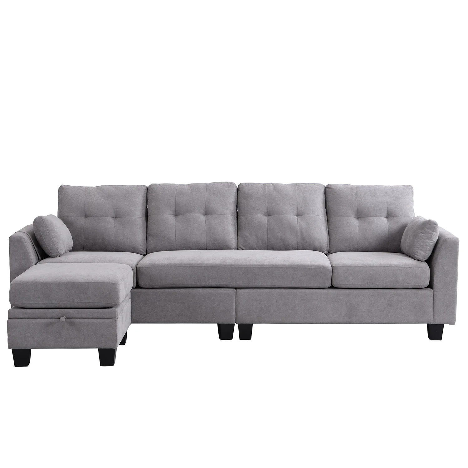 Brunswick Large 4-Seater Storage Chaise Sofa in Light Grey - Image 5