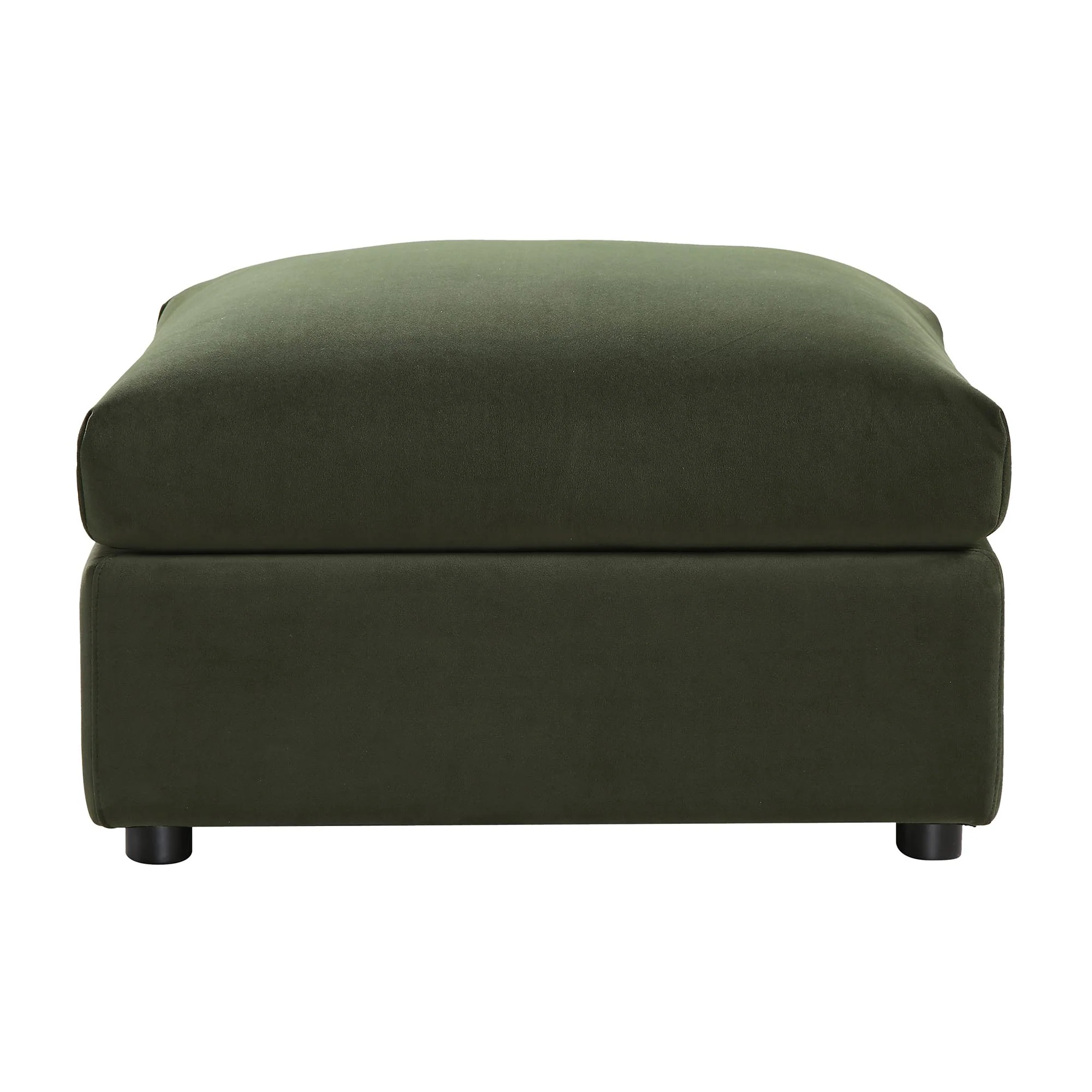 Byron Moss Green Velvet Fabric Pouffe - Image 4