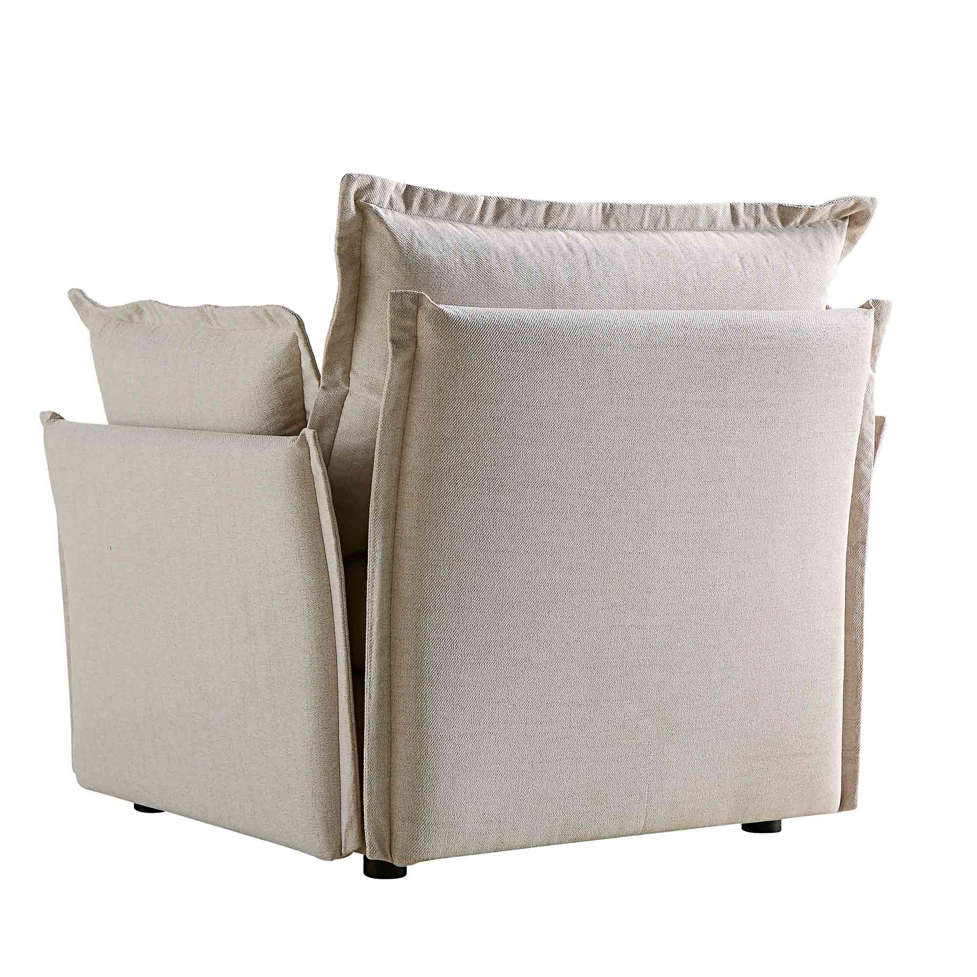 Byron Pillow Edge Beige Fabric Modular Sofa, 1-Seater - Image 10