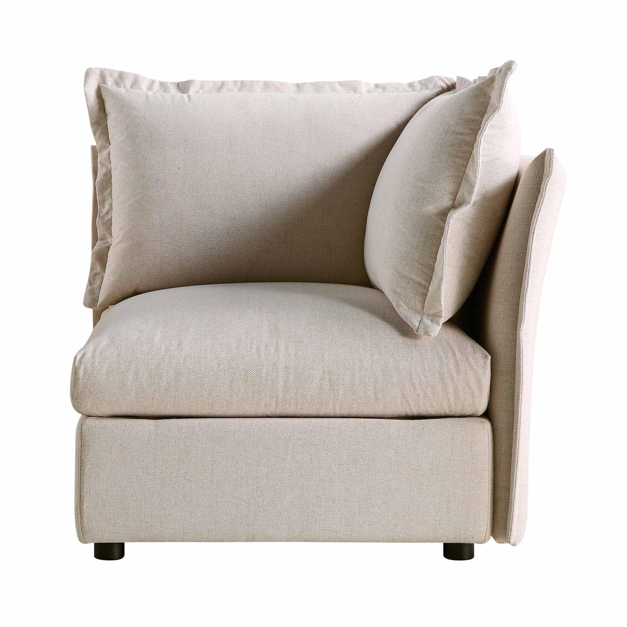 Byron Pillow Edge Beige Fabric Modular Sofa, 1-Seater Corner - Image 2