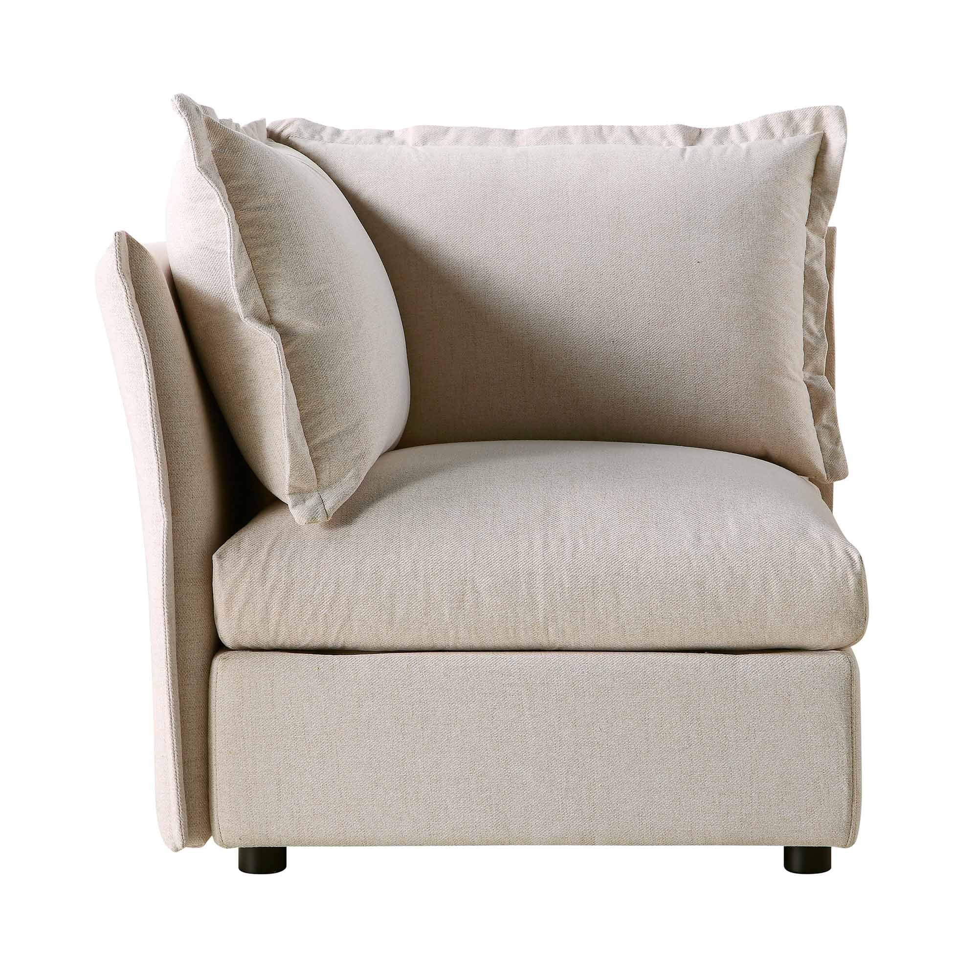 Byron Pillow Edge Beige Fabric Modular Sofa, 1-Seater Corner - Image 4