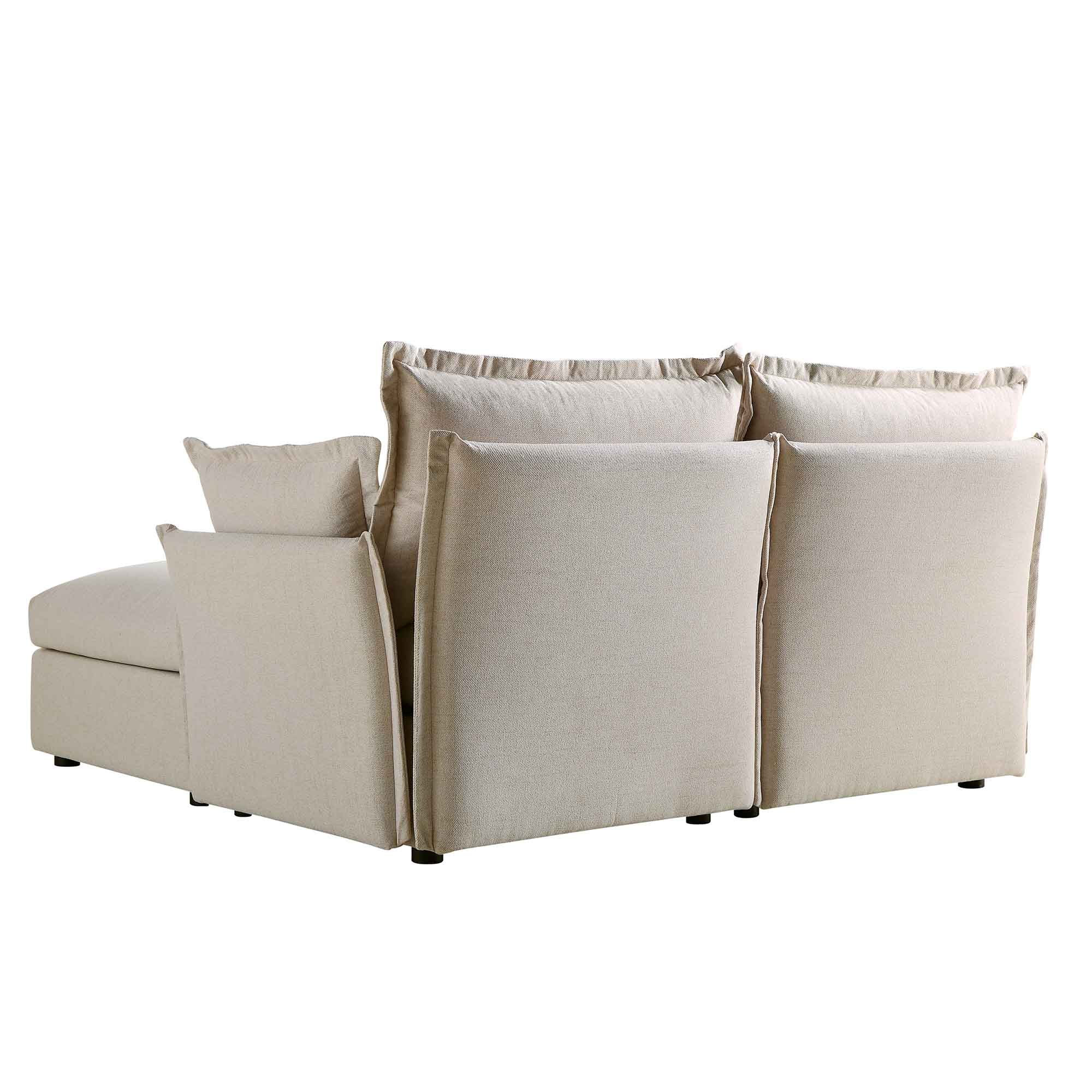 Byron Pillow Edge Beige Fabric Modular Sofa, 2-Seater Chaise - Image 10