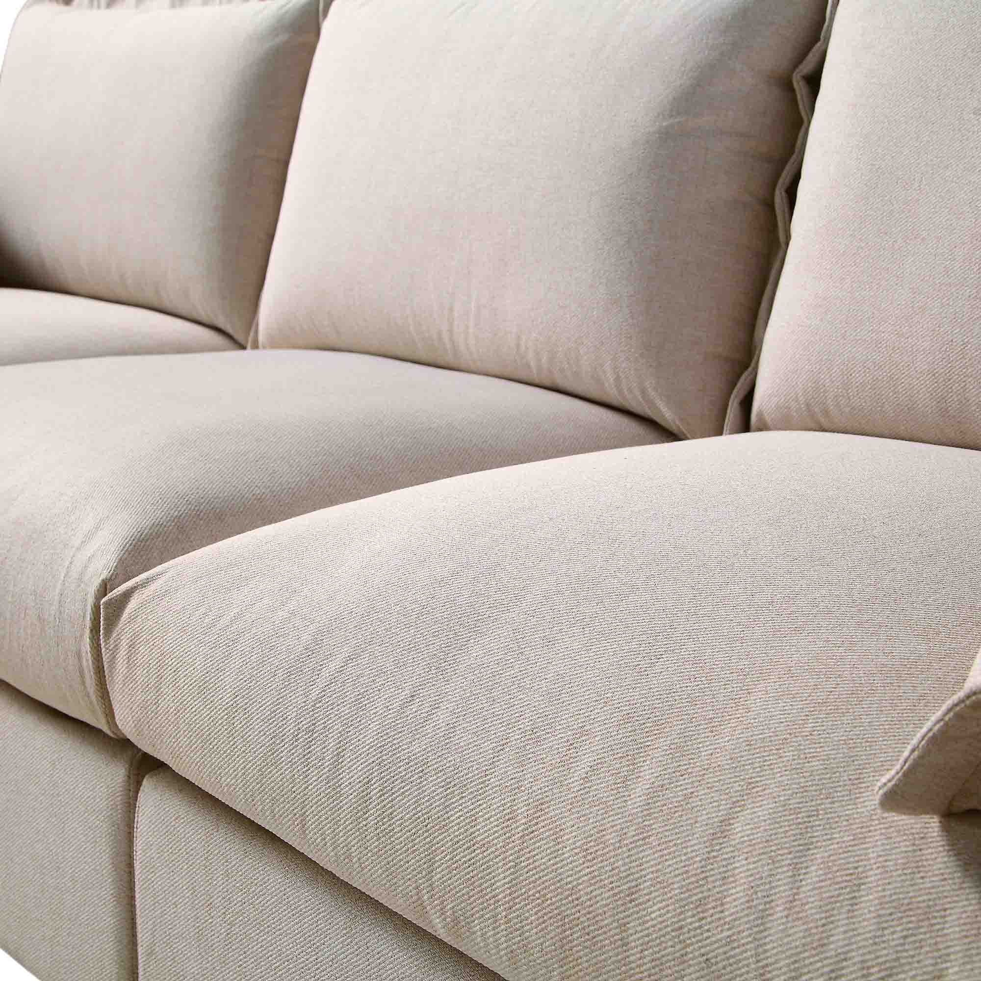 Byron Pillow Edge Beige Fabric Modular Sofa, 3-Seater - Image 11