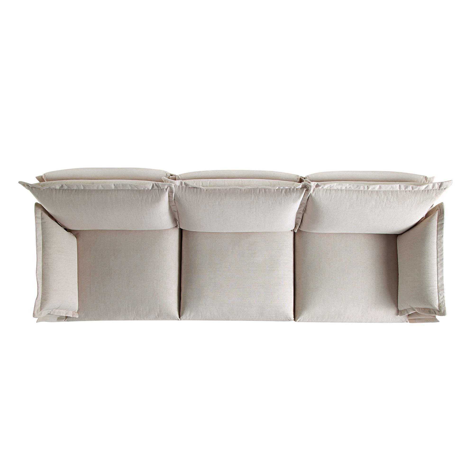 Byron Pillow Edge Beige Fabric Modular Sofa, 3-Seater - Image 7